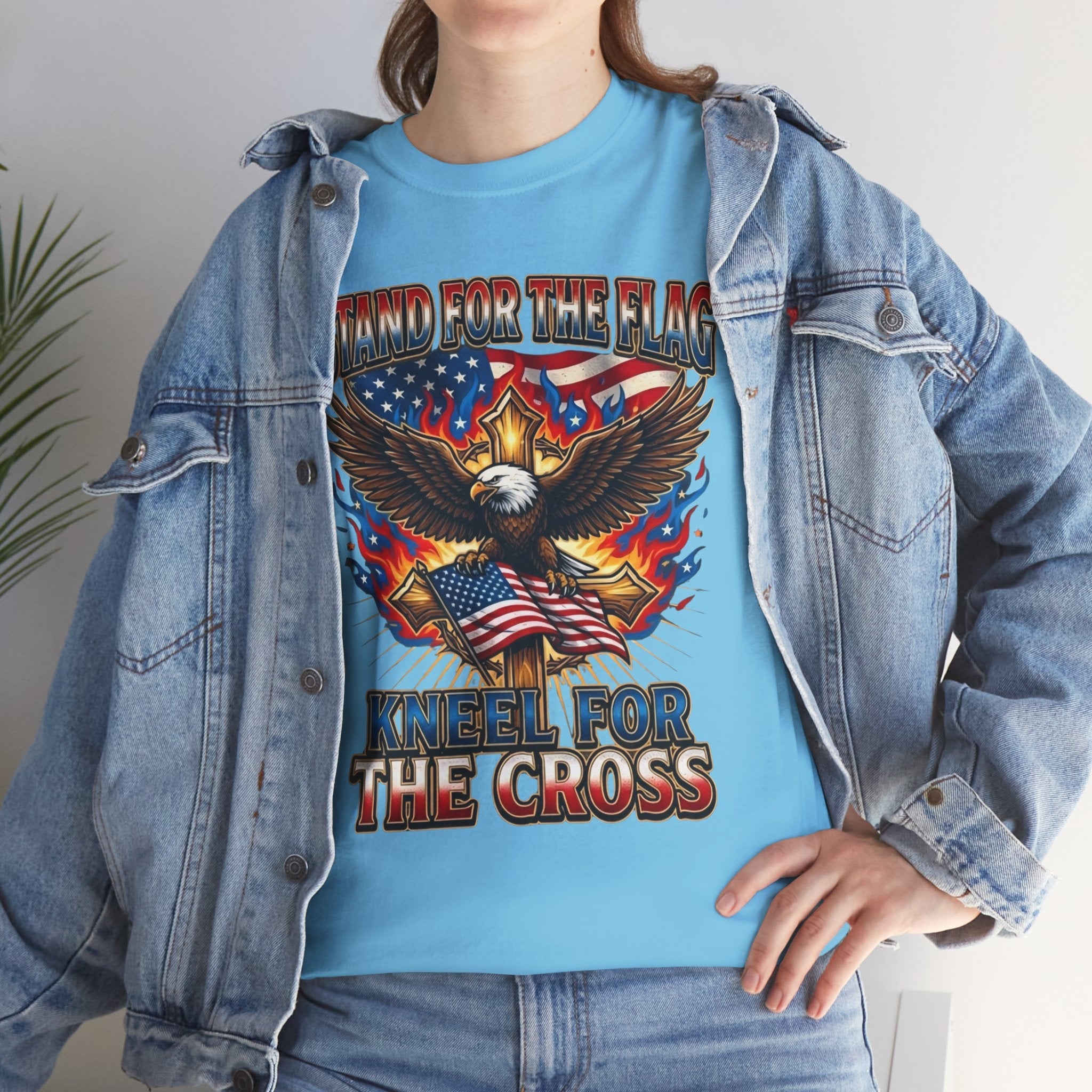 Stand for the Flag Kneel for the Cross T-shirt | Patriotic Eagle T-shirt Printify
