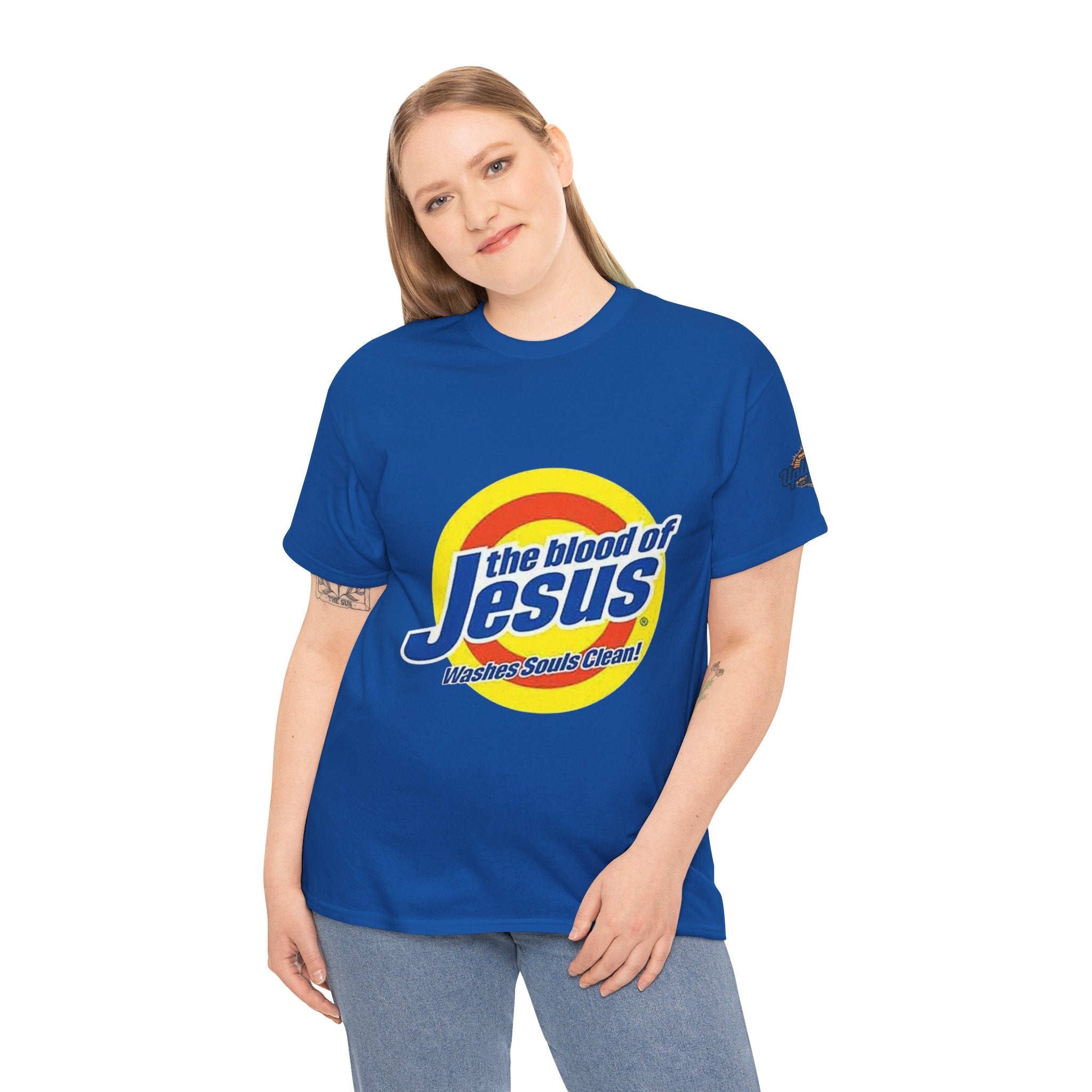 Blood of Jesus Washes Souls Clean T-shirt - Funny Tide Parody - Christian Faith T-shirt Printify