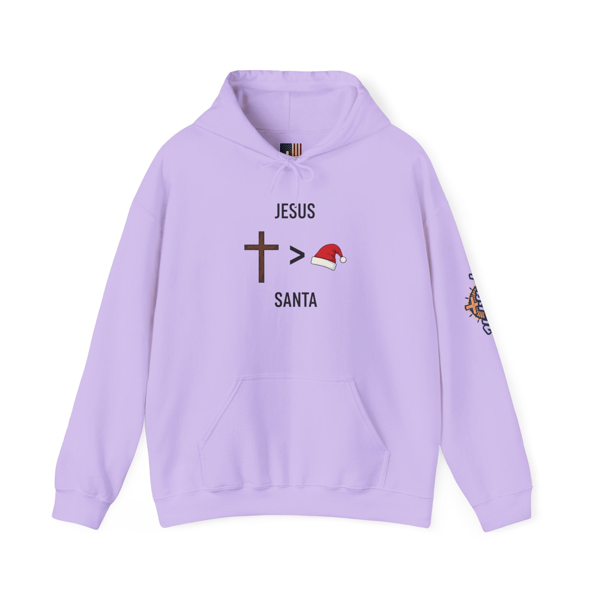 🎄 Jesus > Santa – Minimalist Christian Christmas Hoodie | Bold Faith Over Holiday Tee | Cross vs Santa Hat Design | Uplifted Gear Printify