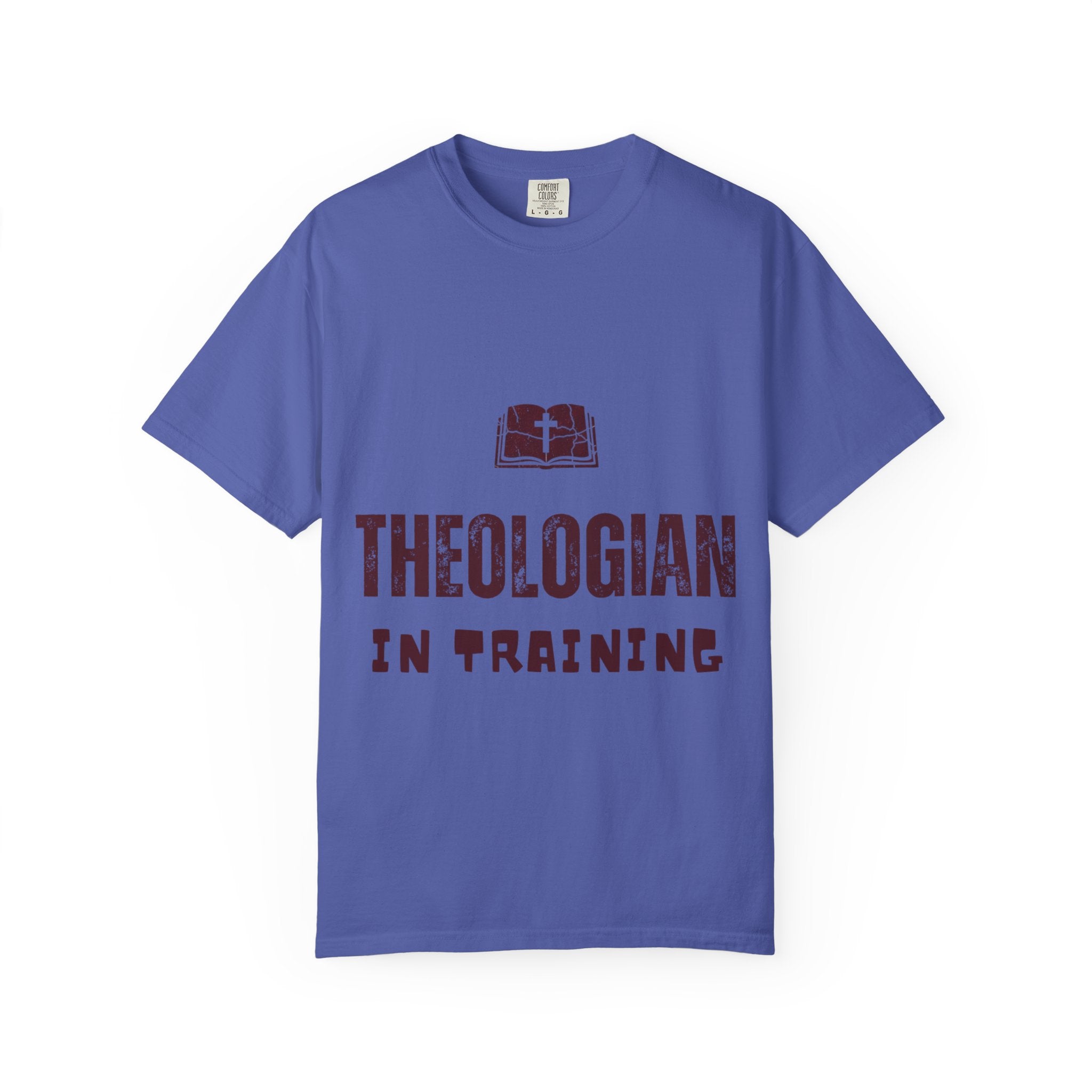 Theologian in Training T-Shirt – Open Bible & Cross Christian Tee for Faithful Learners Printify