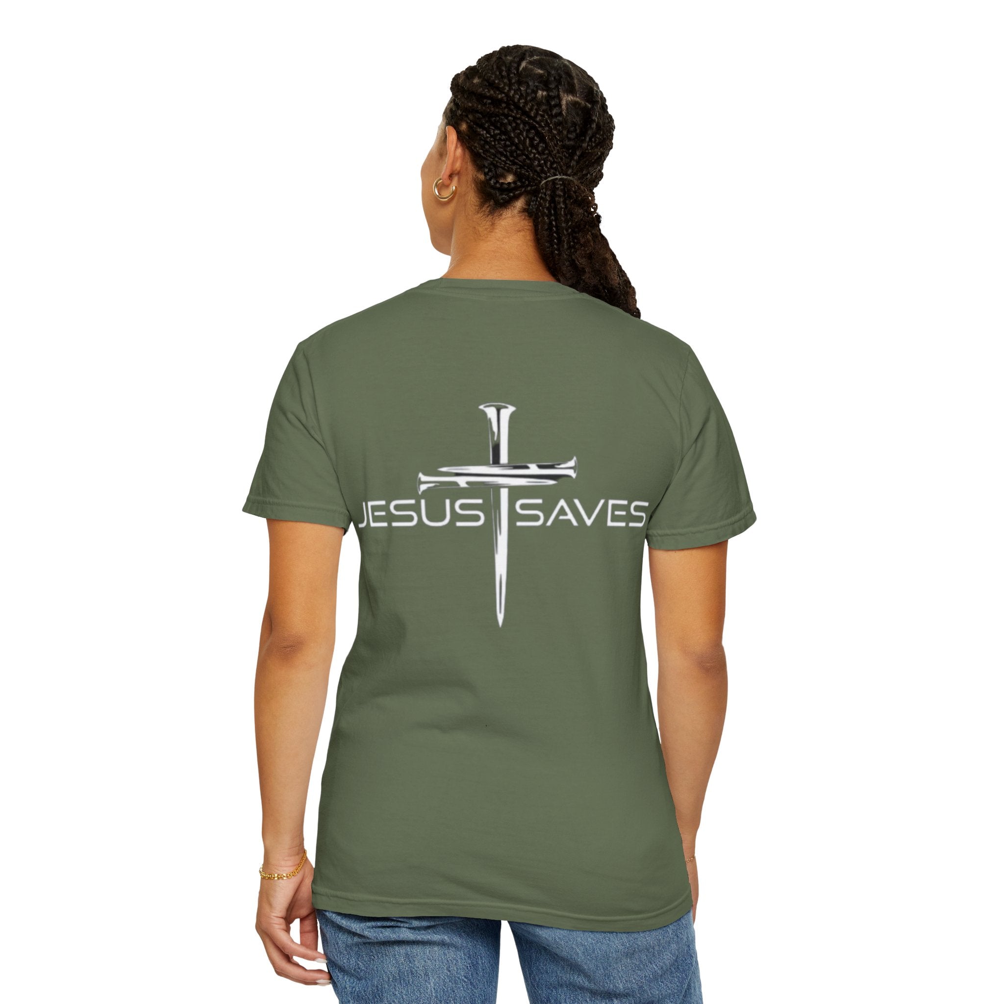 Jesus Saves T-shirt – 3 Nails Crucifix Cross Christian T-shirt for Redemption Faith & Bold Salvation