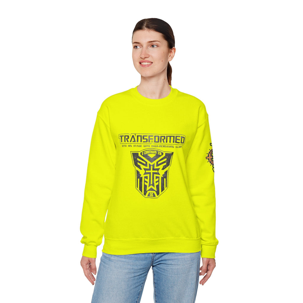 Transformer Logo Christian Sweatshirt | 2 Corinthians 3:18 Bible Verse Sweatshirt Printify