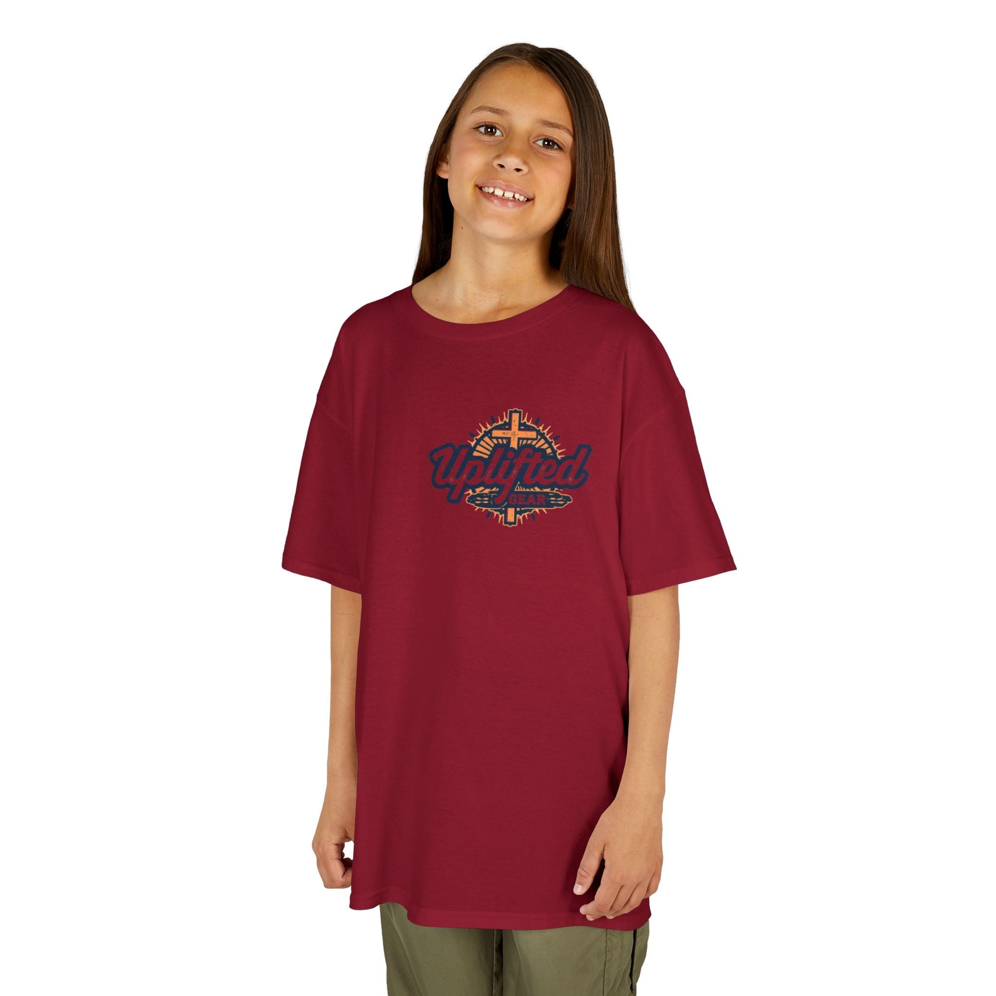 ✨ Chosen. Loved. Redeemed. – Elegant Christian Kids T-Shirt | Gold Foil Faith Tee | Subtle Cross & Heart Design | Inspirational Bible Verse Apparel by Uplifted Gear Printify