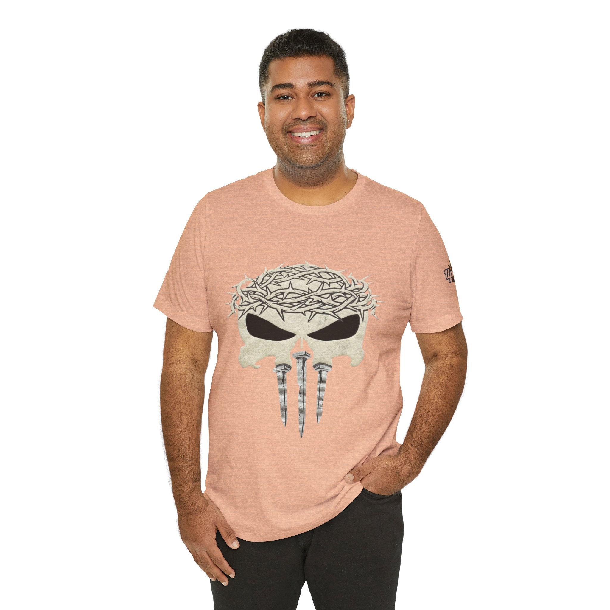 Christian Skull T-shirt - Crown of Thorns & Nails - Warrior Faith T-shirt Printify