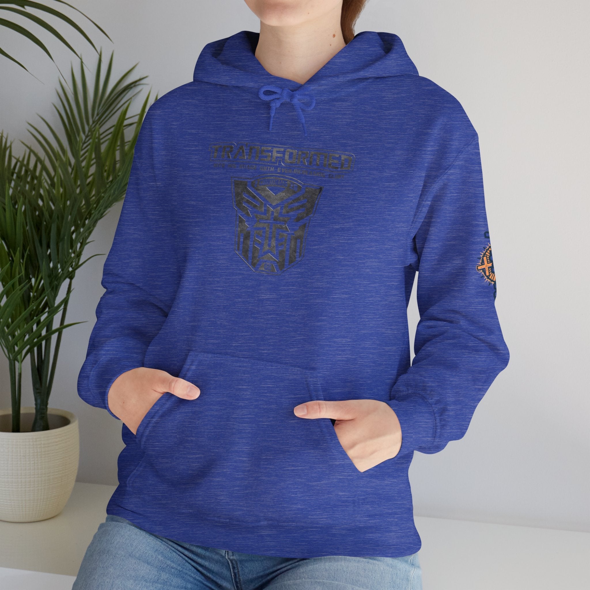 Transformer Logo Christian Hoodie | 2 Corinthians 3:18 Bible Verse Hoodie Printify