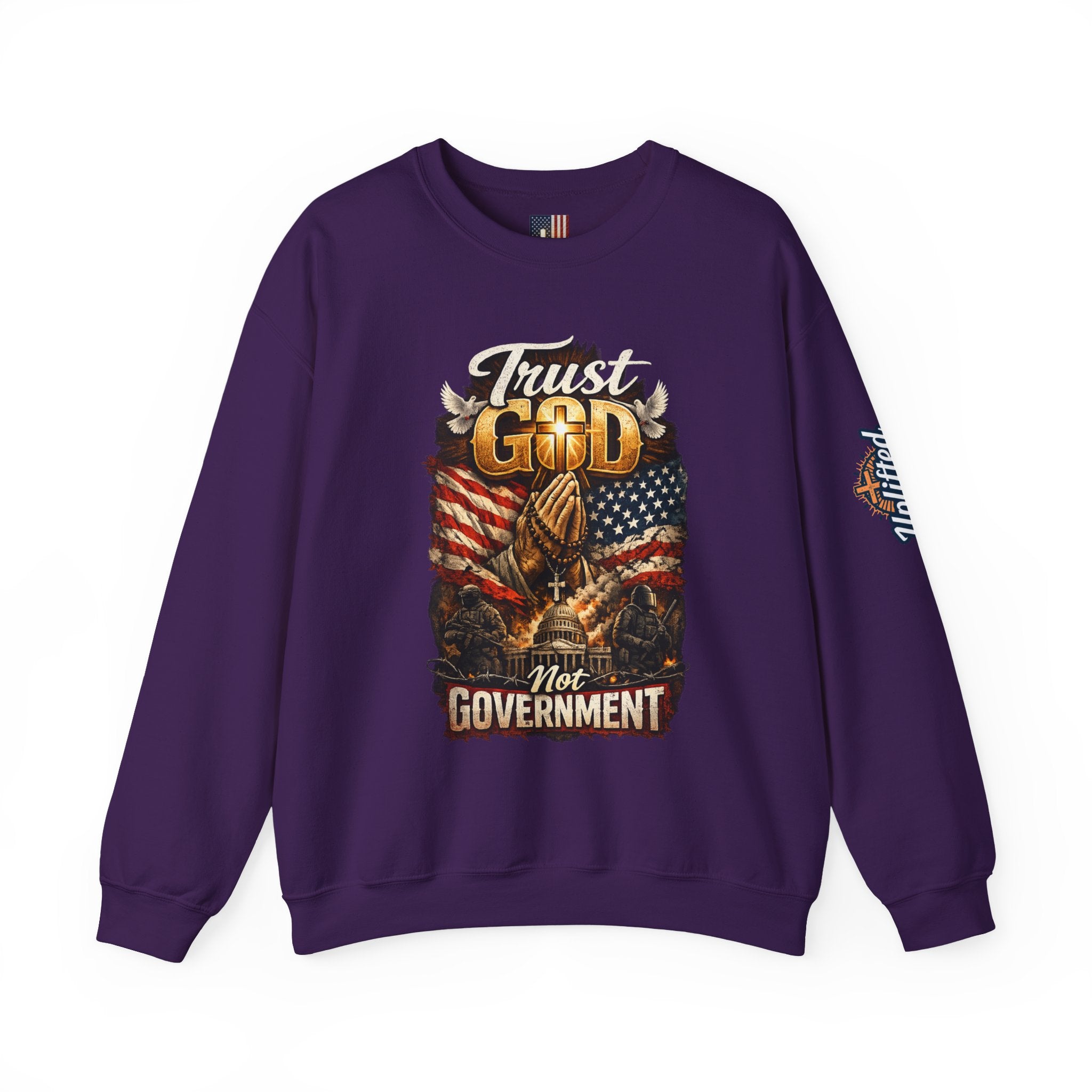 Trust God Not Government Sweatshirt — Vintage Patriotic Christian Sweatshirt Printify