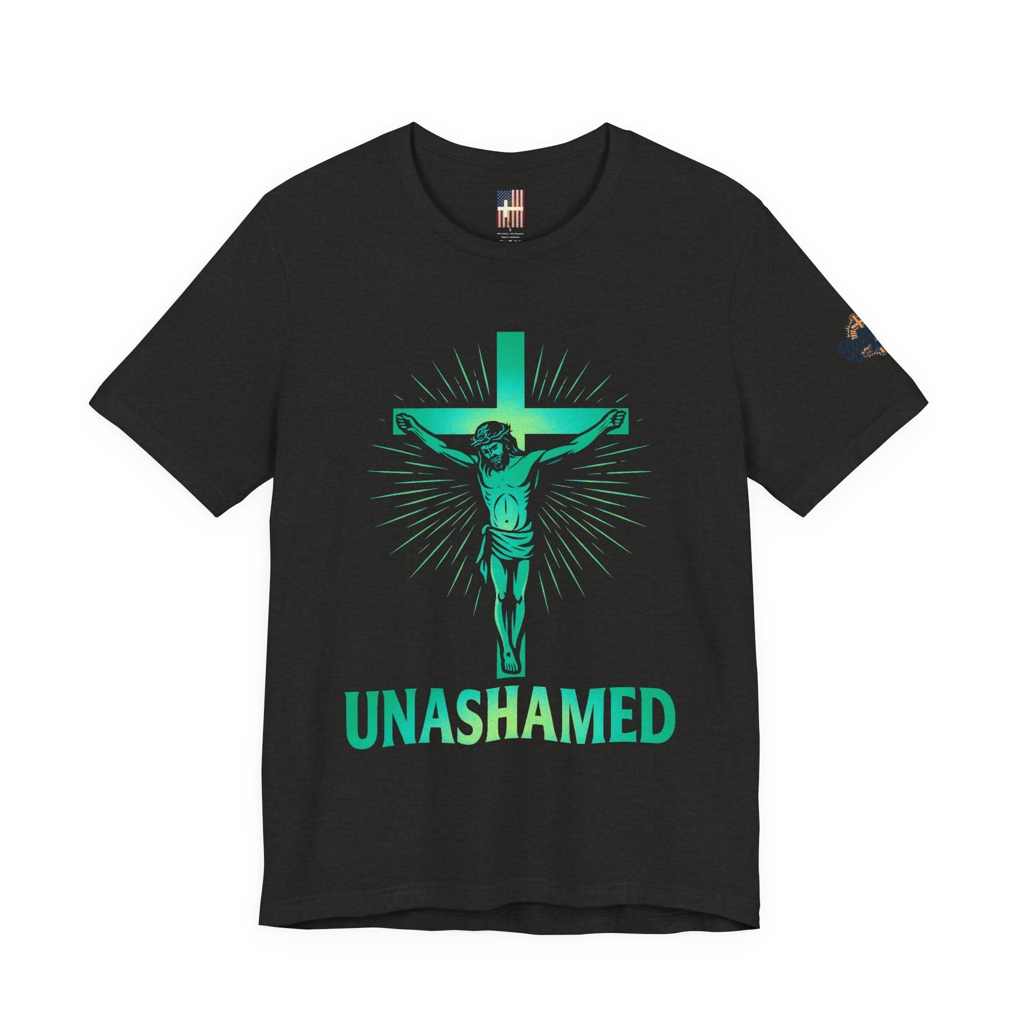 Unashamed T-shirt – Romans 1:16 Crucifixion Christian t-shirt for Bold Unwavering Faith Printify