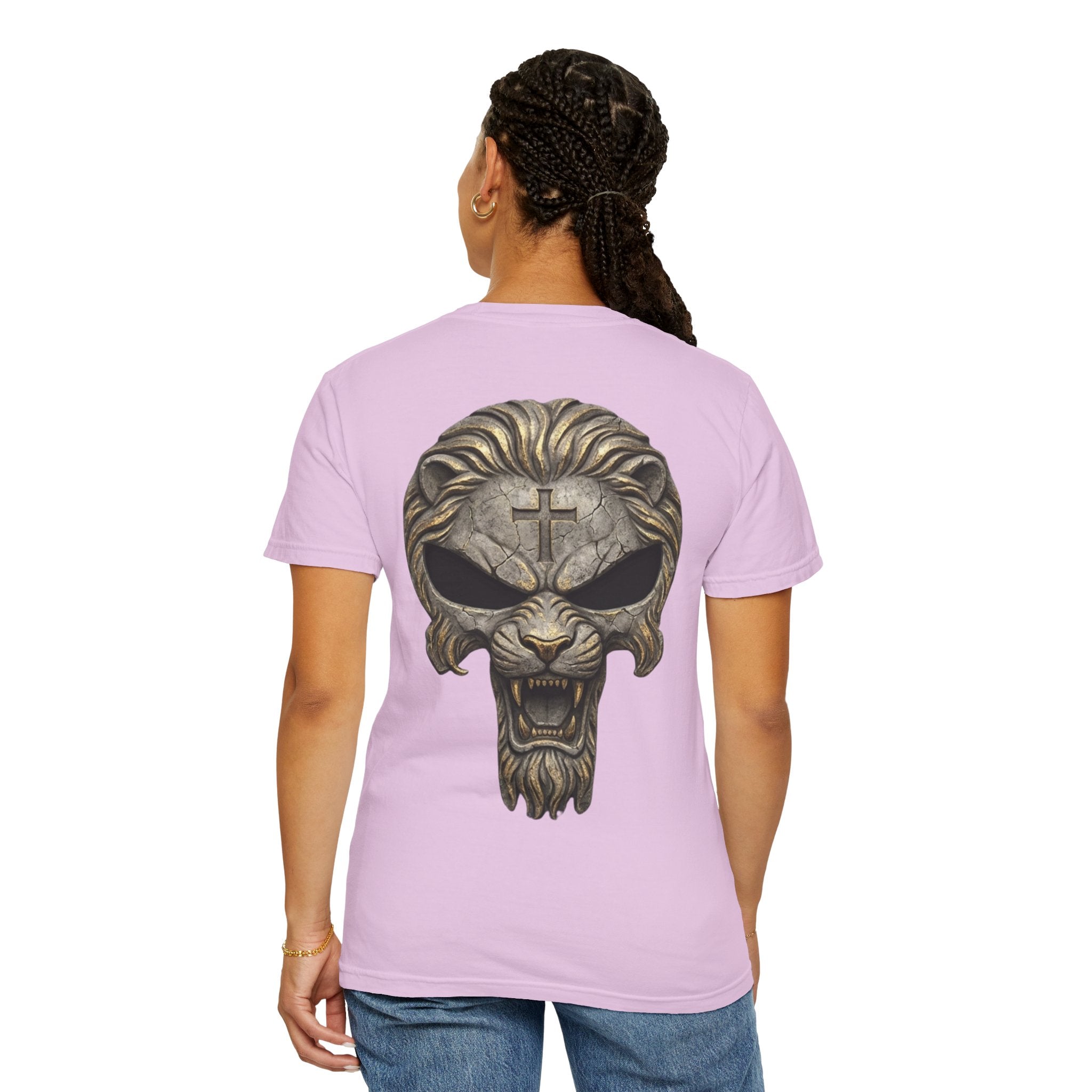 Lion of Judah Skull Christian T-shirt - Warrior Faith Cross T-shirt Printify