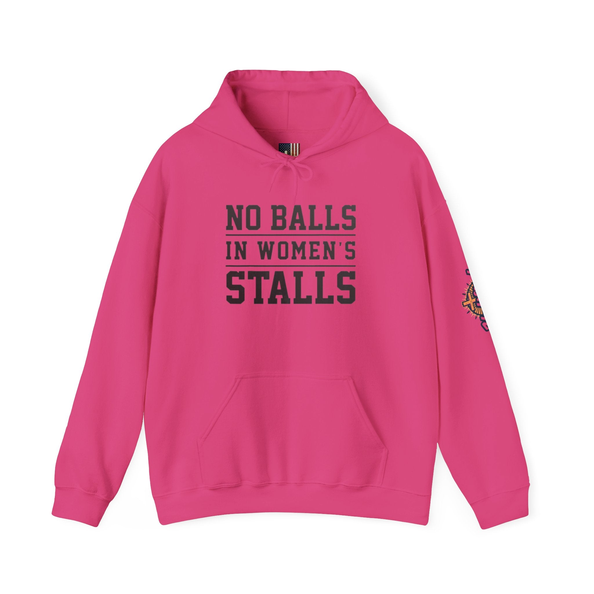 "No Balls in Women's Stalls" Statement Hoodie — Protest Sweatshirt Printify