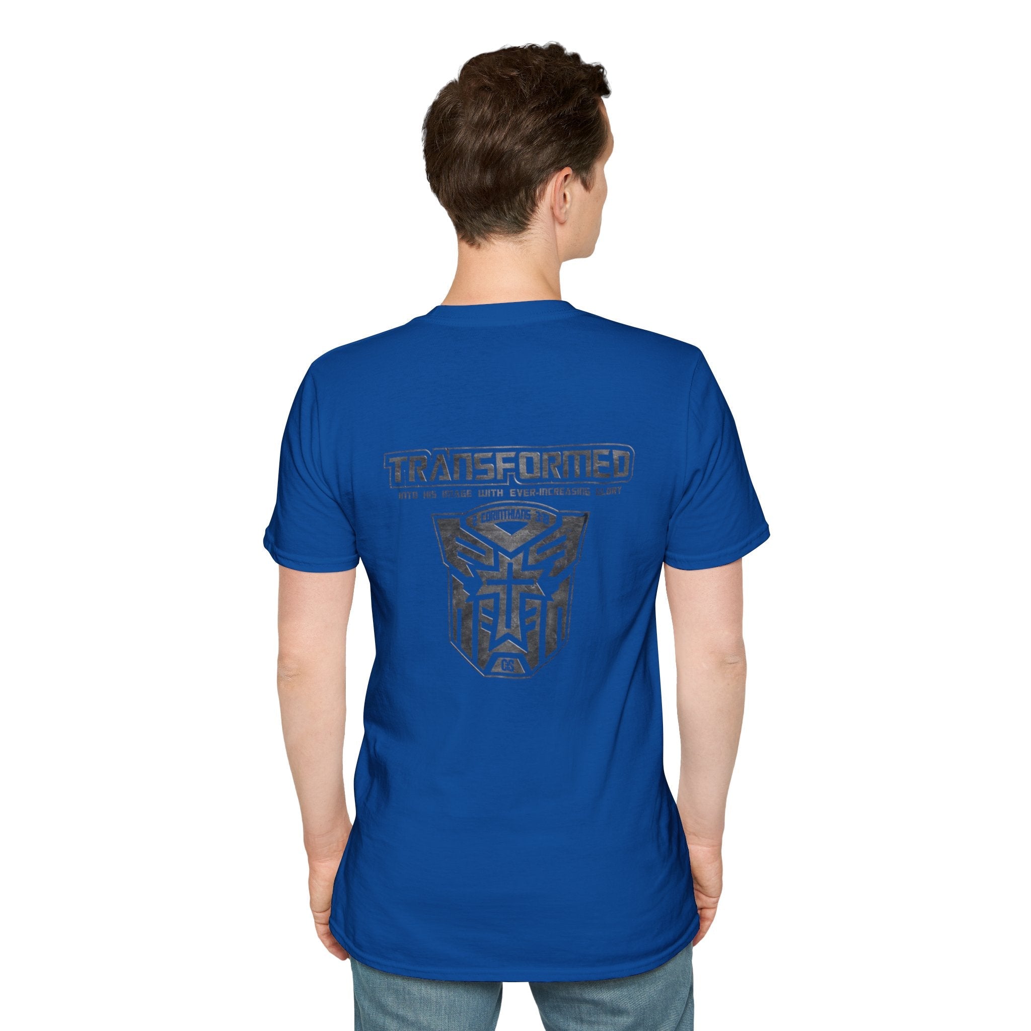 Transformer Logo Christian T-shirt | 2 Corinthians 3:18 Bible Verse T-shirt Printify