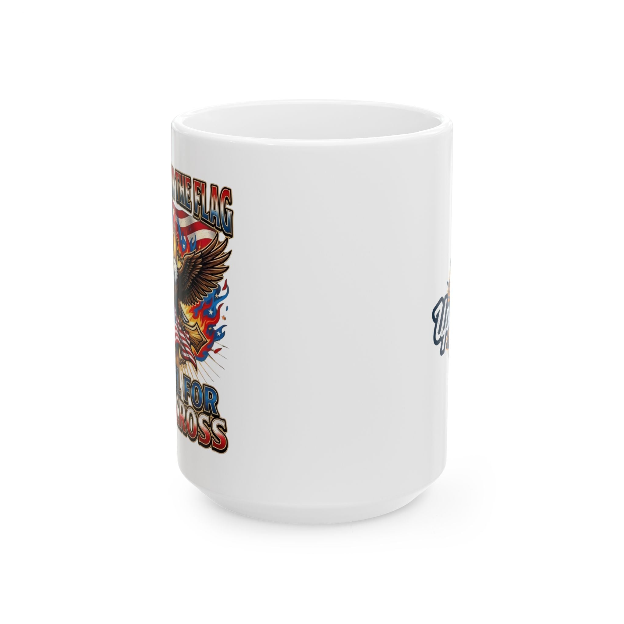 Patriotic Eagle Coffee Mug — "Stand for the Flag, Kneel for the Cross" (11/15oz) Printify