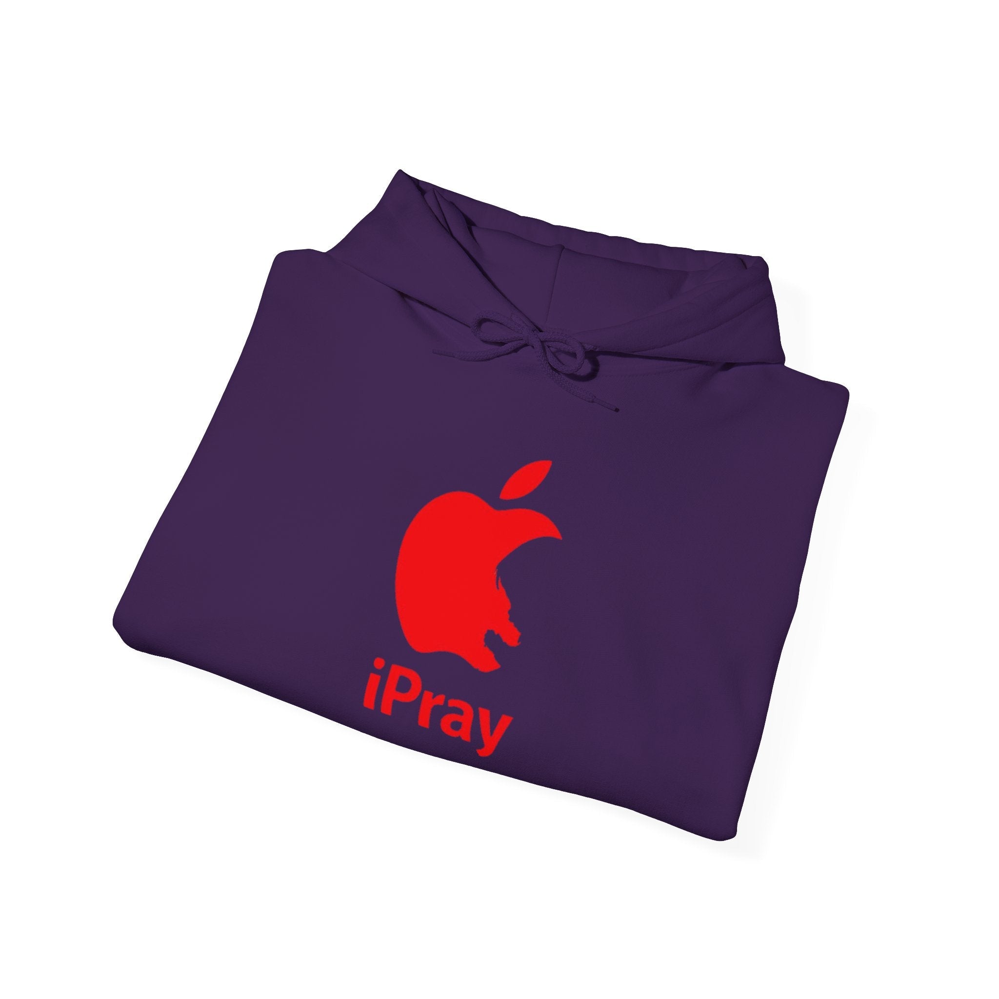 iPray Apple Logo Hoodie — Funny Christian Hoodie (Minimal Red Apple Graphic) Printify
