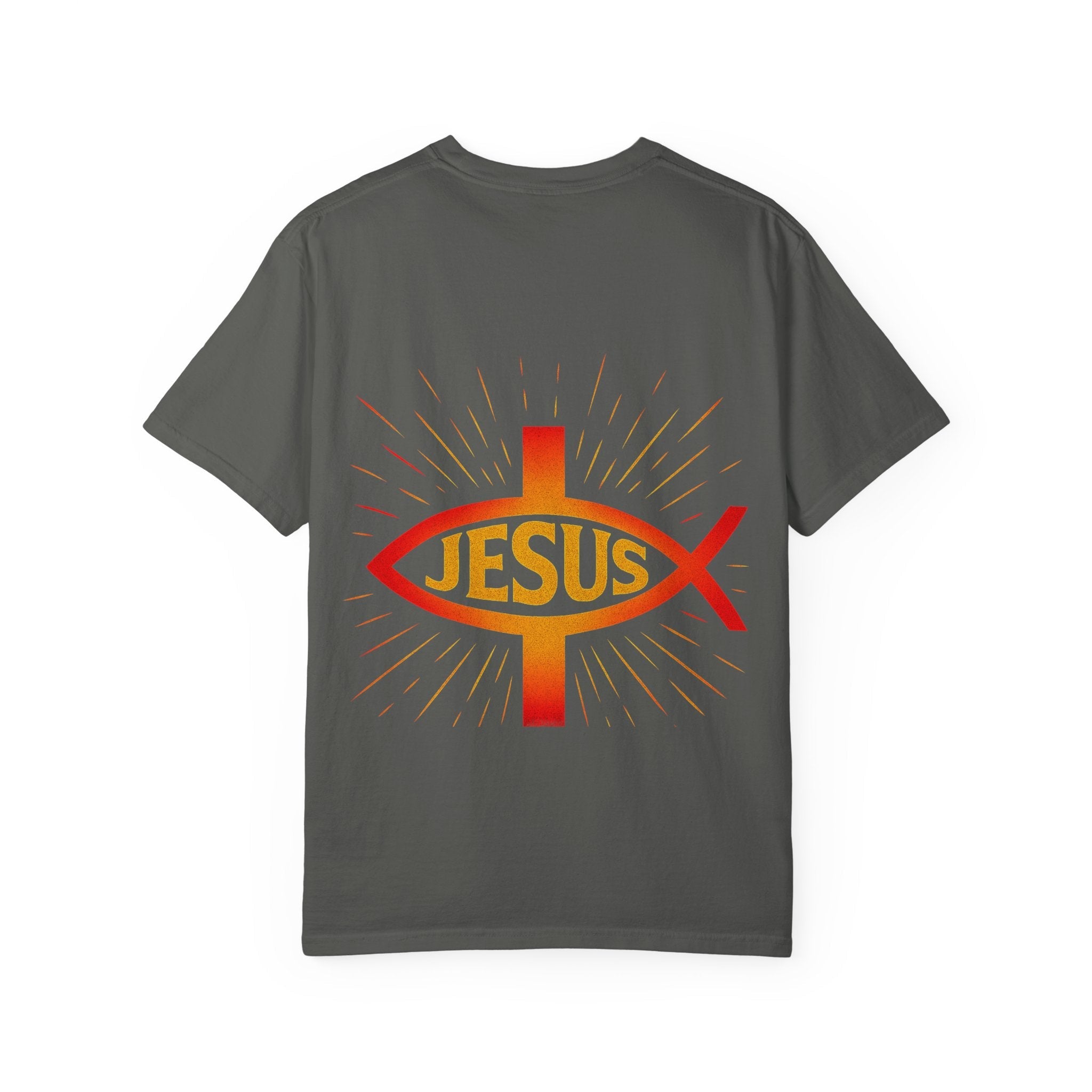 Jesus Ichthys T-shirt – Christian Fish Symbol with Cross & Jesus Inscription T-shirt for Eternal Faith & Streetwear Printify