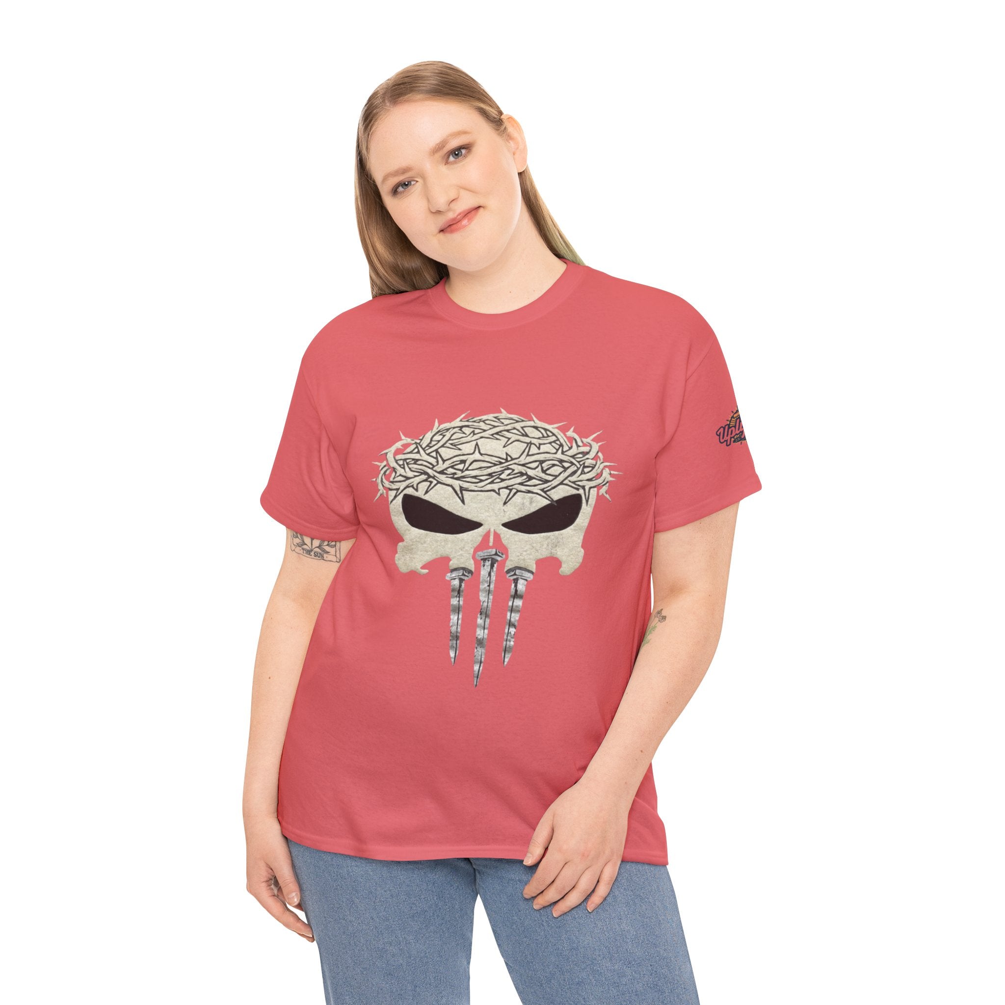 Christian Skull T-shirt - Crown of Thorns & Nails - Warrior Faith T-shirt Printify