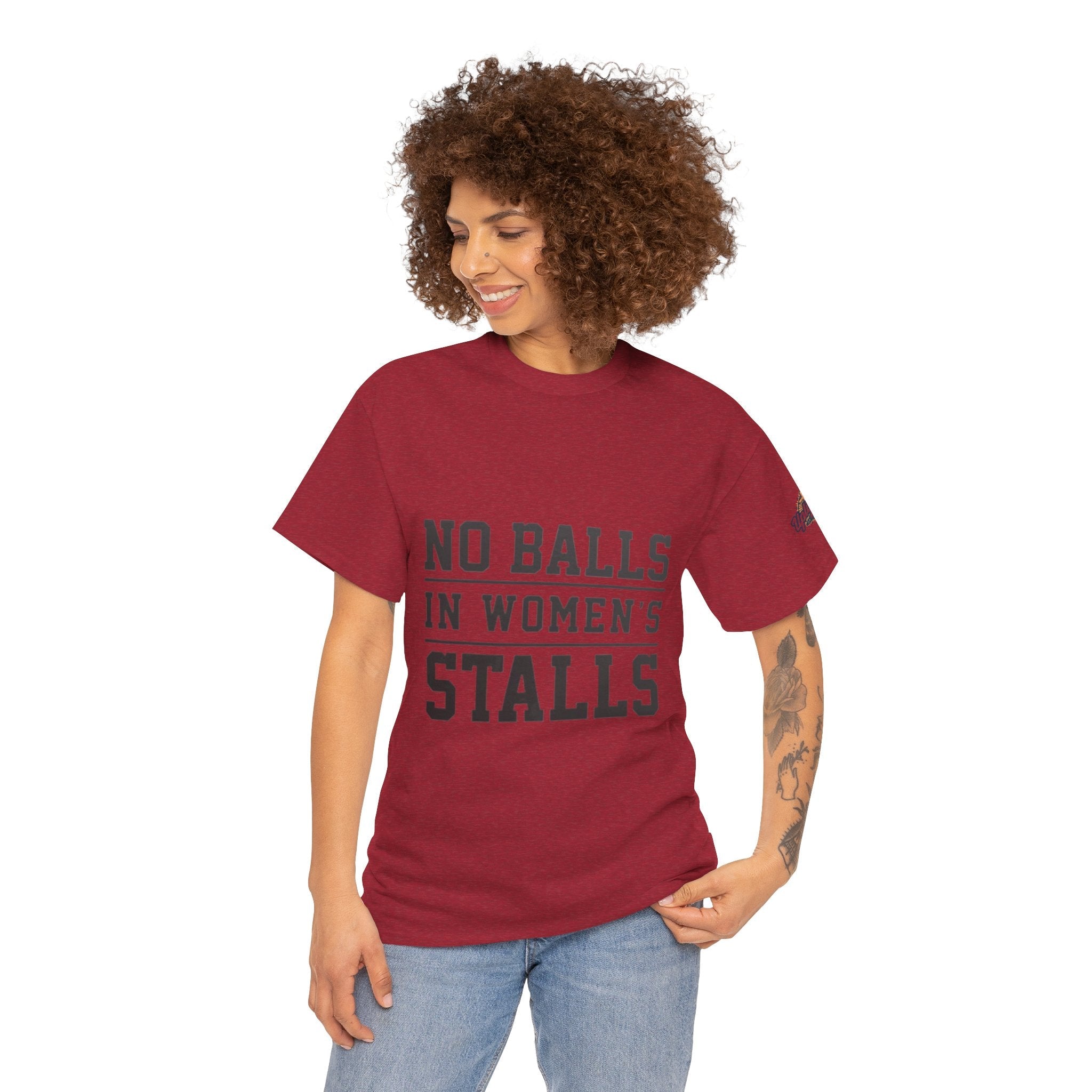 No Balls in Women's Stalls Retro Protest T-Shirt Printify