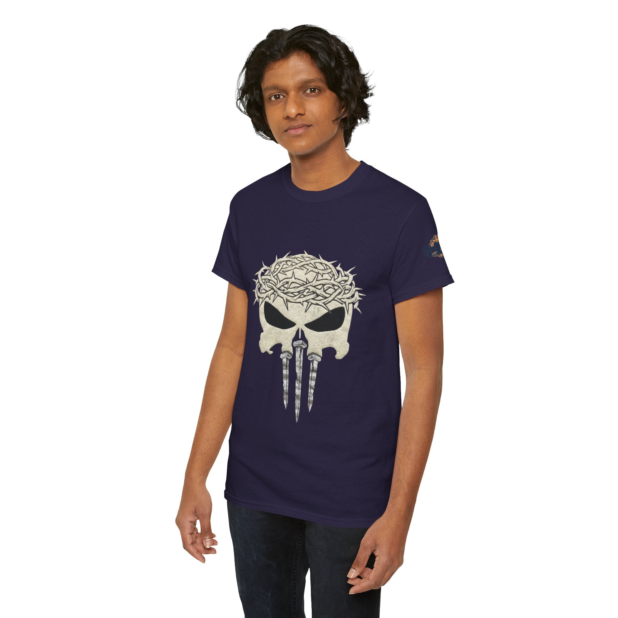 Christian Skull T-shirt - Crown of Thorns & Nails - Warrior Faith T-shirt Printify