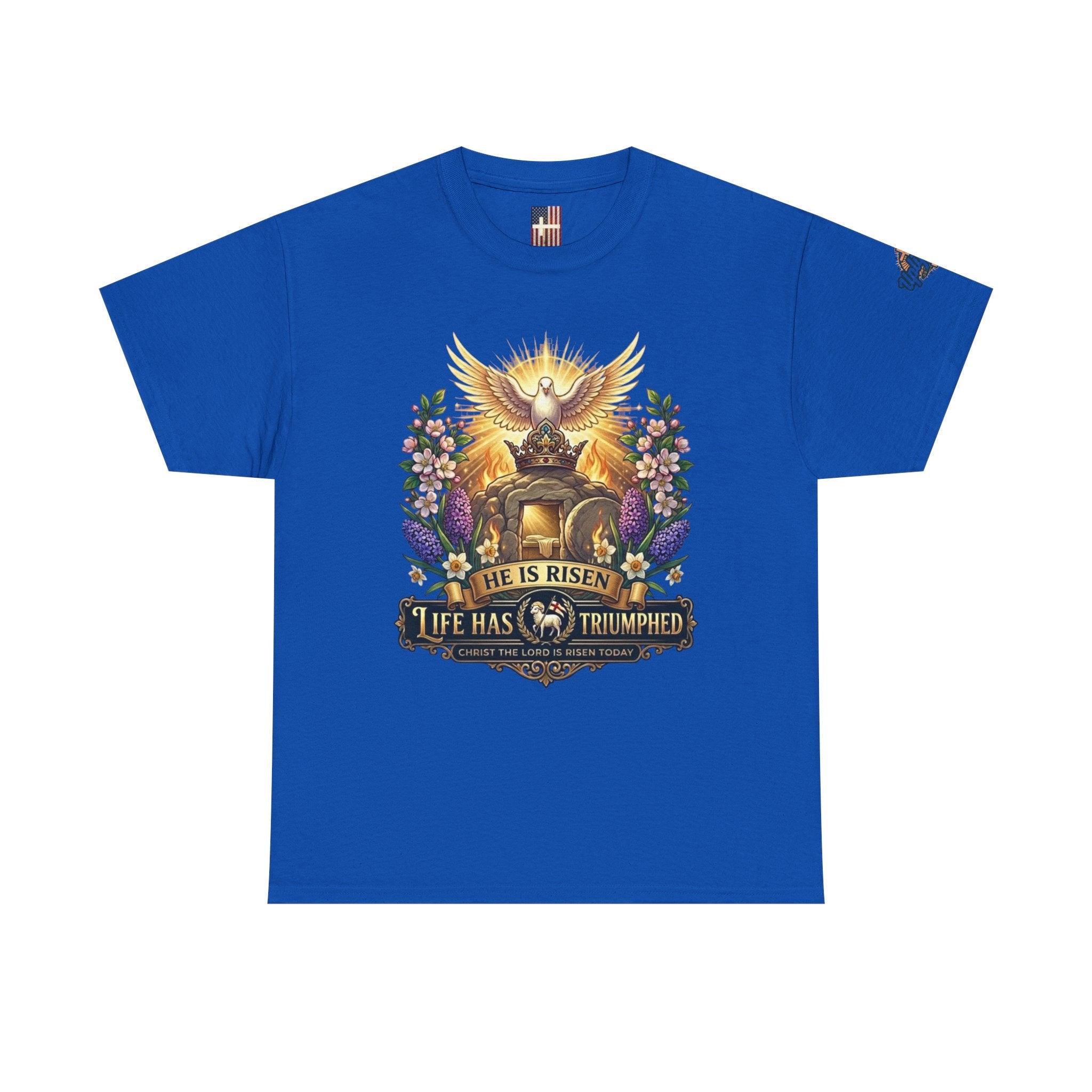 He Is Risen "Life Has Triumphed" T-Shirt — Easter Resurrection Christian Tee Printify