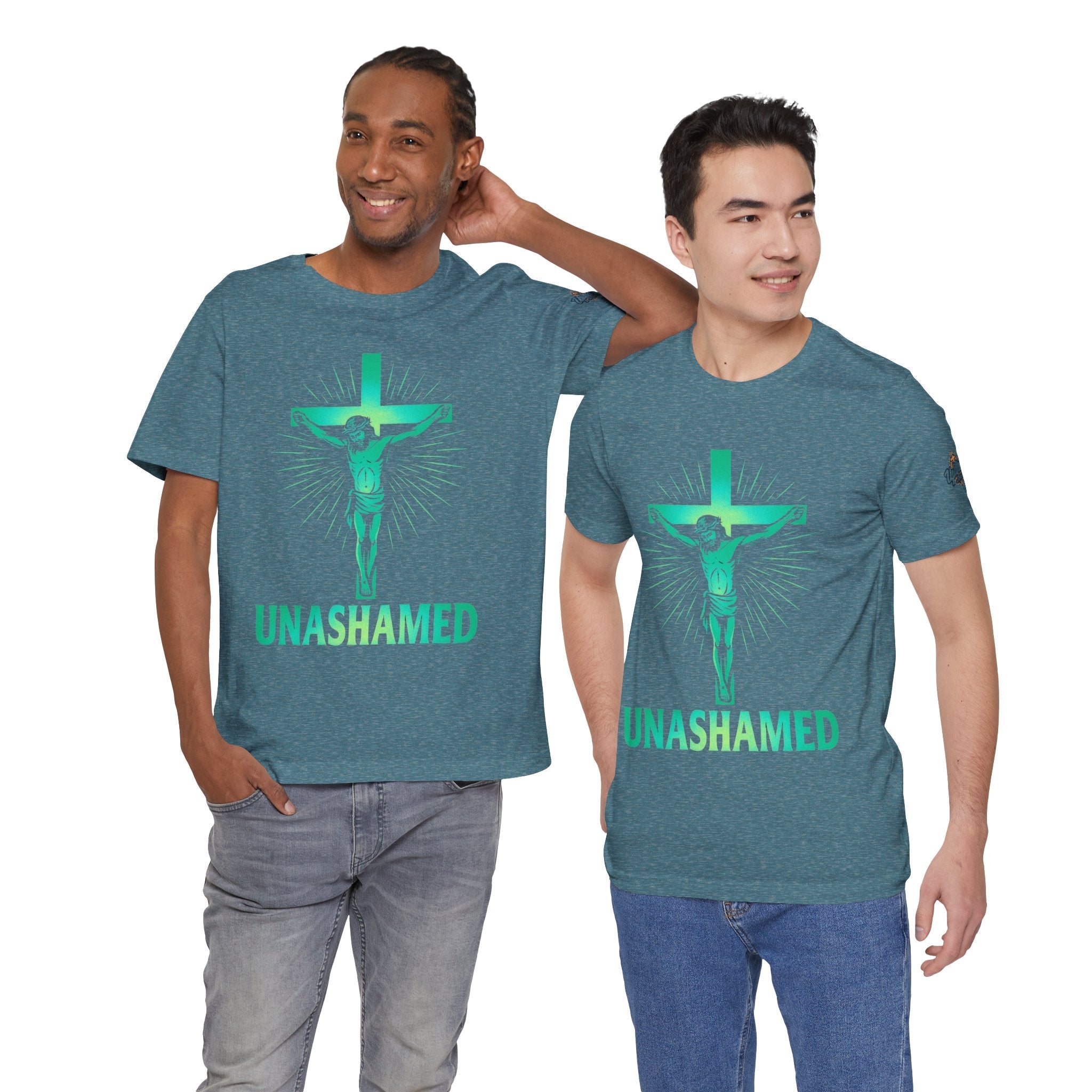 Unashamed T-shirt – Romans 1:16 Crucifixion Christian t-shirt for Bold Unwavering Faith Printify