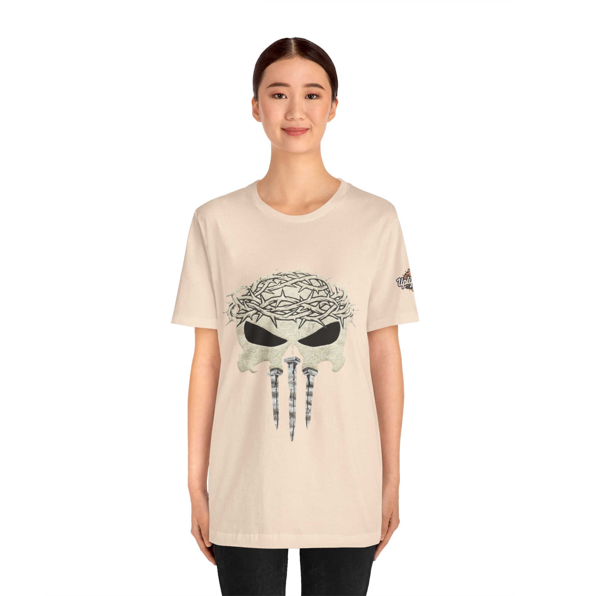 Christian Skull T-shirt - Crown of Thorns & Nails - Warrior Faith T-shirt Printify