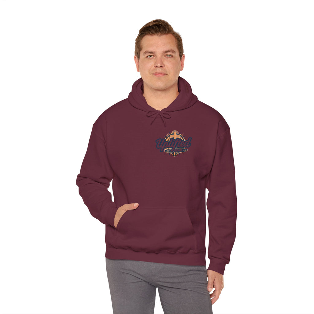 ✨ Chosen. Loved. Redeemed. – Elegant Christian Hoodie | Gold Foil Faith Tee | Subtle Cross & Heart Design | Inspirational Bible Verse Apparel by Uplifted Gear Printify
