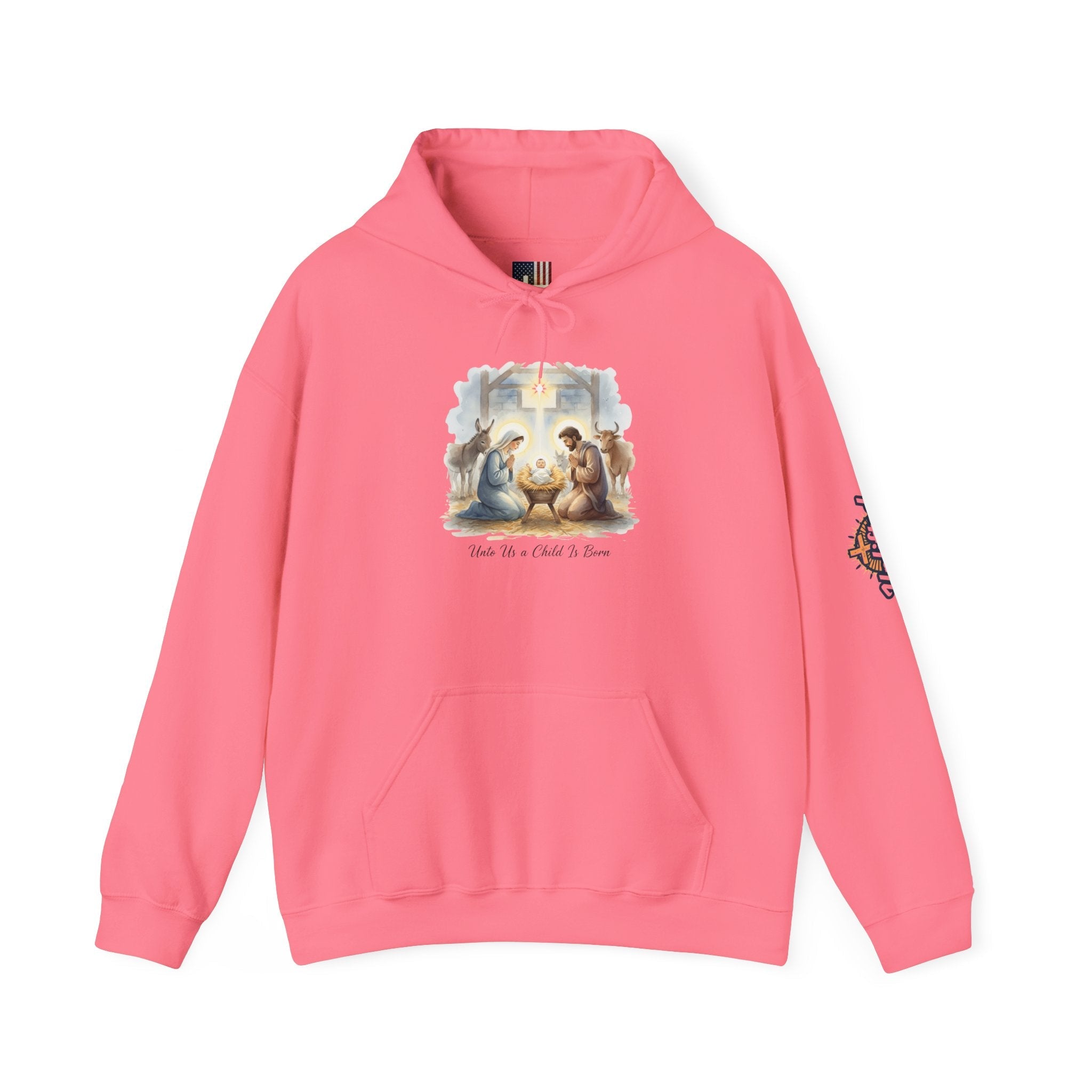 Unto Us a Child is Born Hoodie – Isaiah 9:6 Nativity Manger Scene Christian Christmas Sweatshirt for Holy Night Faith Printify