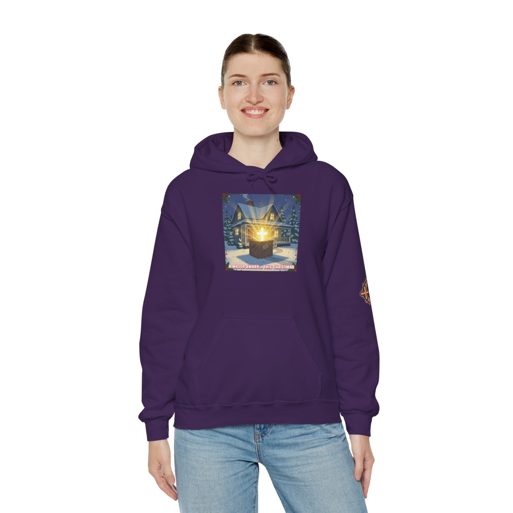 A Major Award This Christmas Hoodie – Fragile Leg Lamp Parody Cross Unboxing Christian Sweatshirt for Hilarious Faith & Holiday Glow Printify