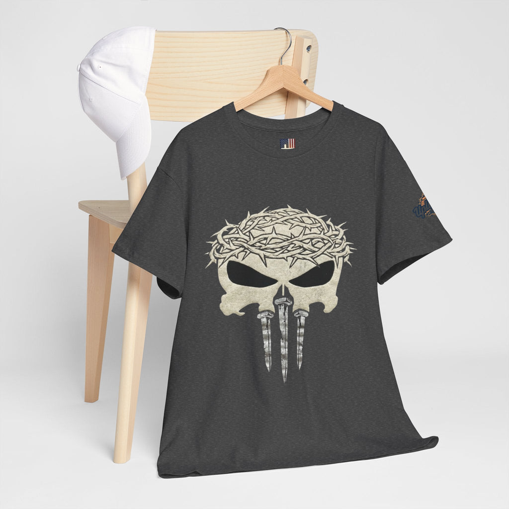 Christian Skull T-shirt - Crown of Thorns & Nails - Warrior Faith T-shirt Printify