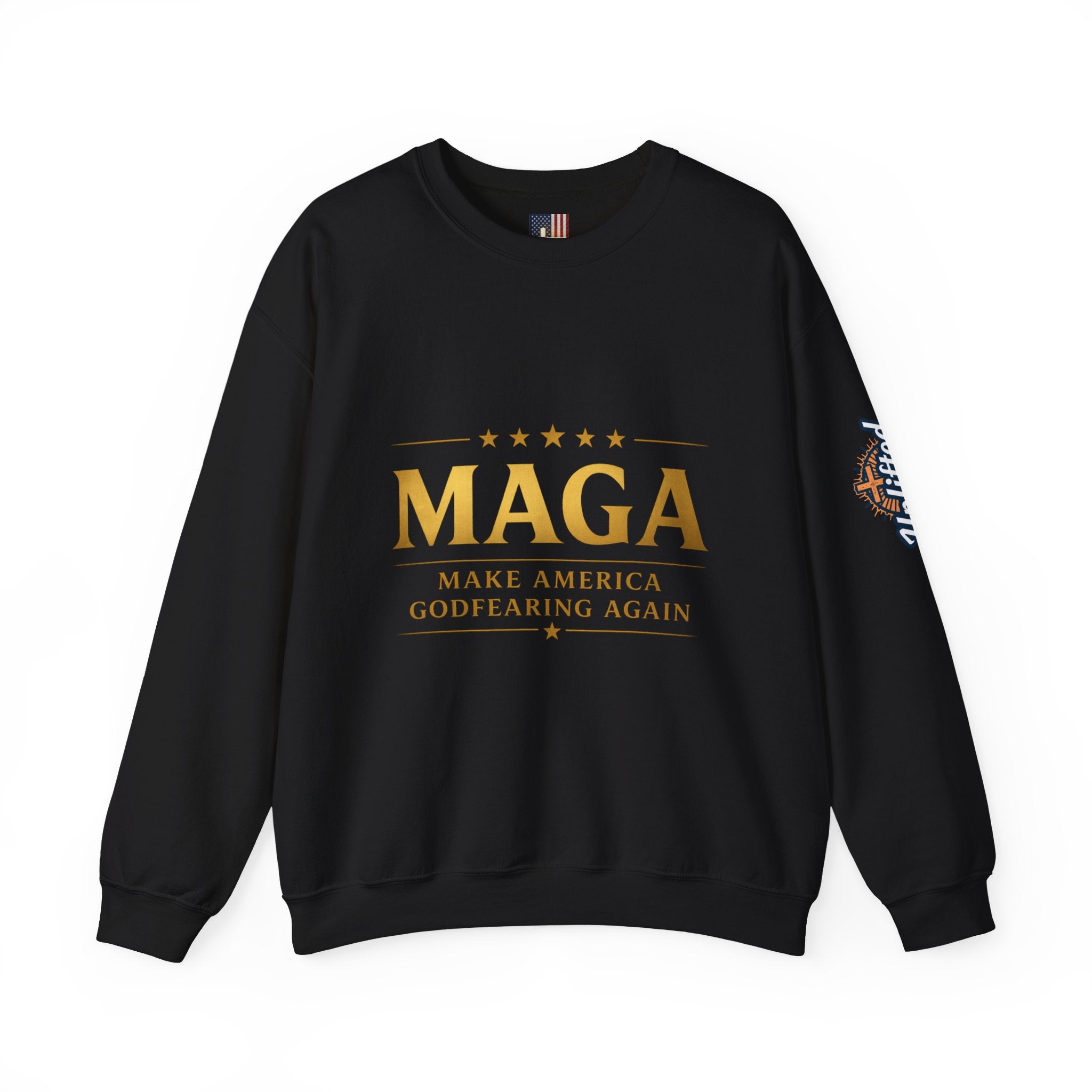 Sweatshirt — "MAGA Make America Godfearing Again" Gold Logo Crewneck Printify