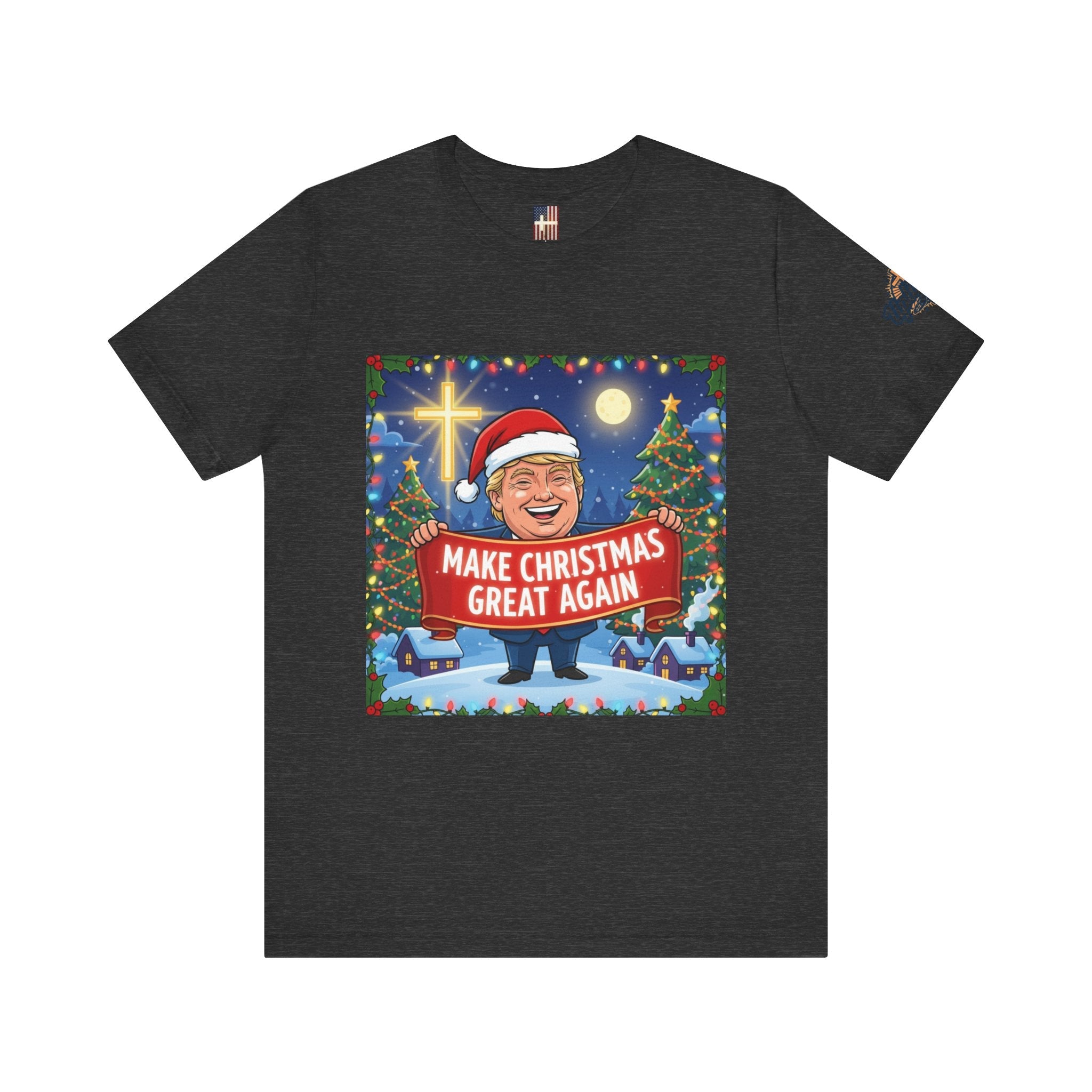 🎄 Make Christmas Great Again – Patriotic Christian Christmas T-Shirt | Bold Holiday Faith Tee | Red & White Banner Design | Uplifted Gear Printify