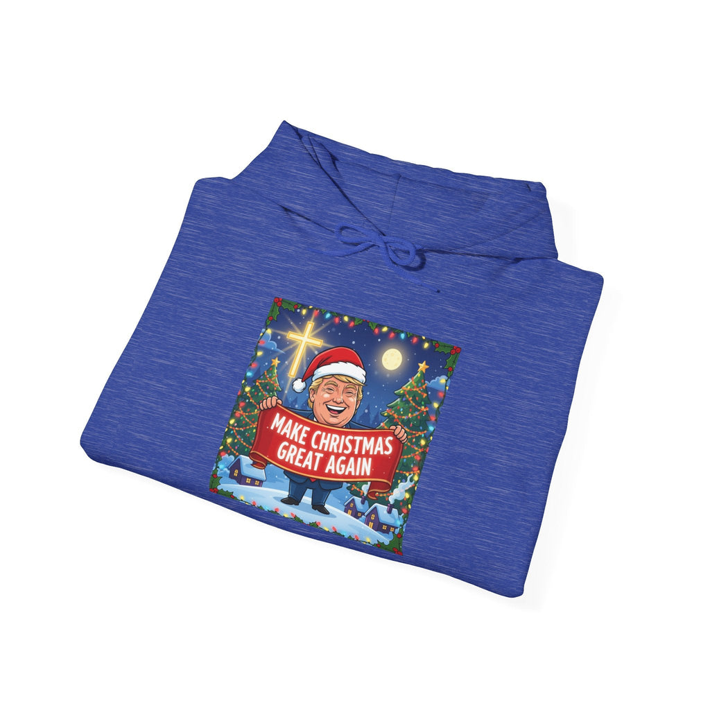 🎄 Make Christmas Great Again – Patriotic Christian Christmas Hoodie | Bold Holiday Faith Tee | Red & White Banner Design | Uplifted Gear Printify