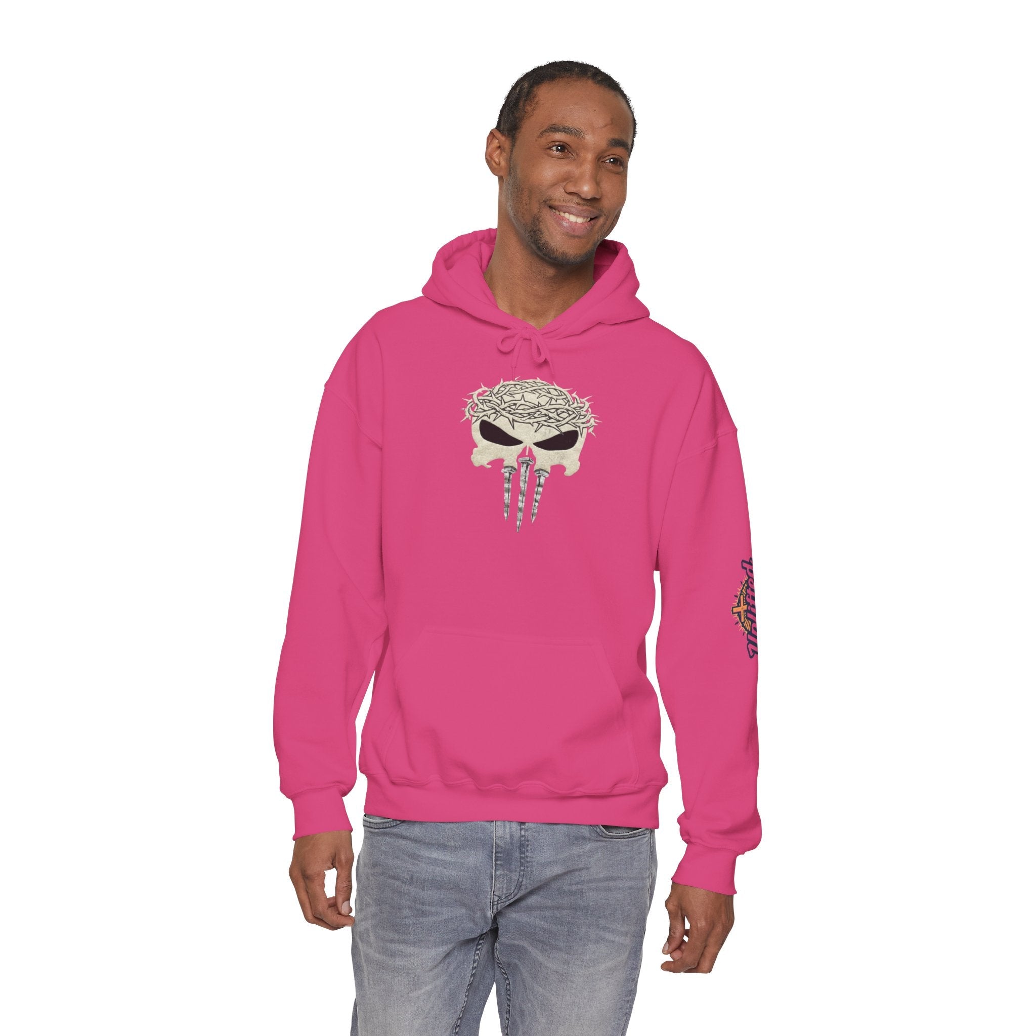 Christian Skull Hoodie - Crown of Thorns & Nails - Warrior Faith Hoodie Printify