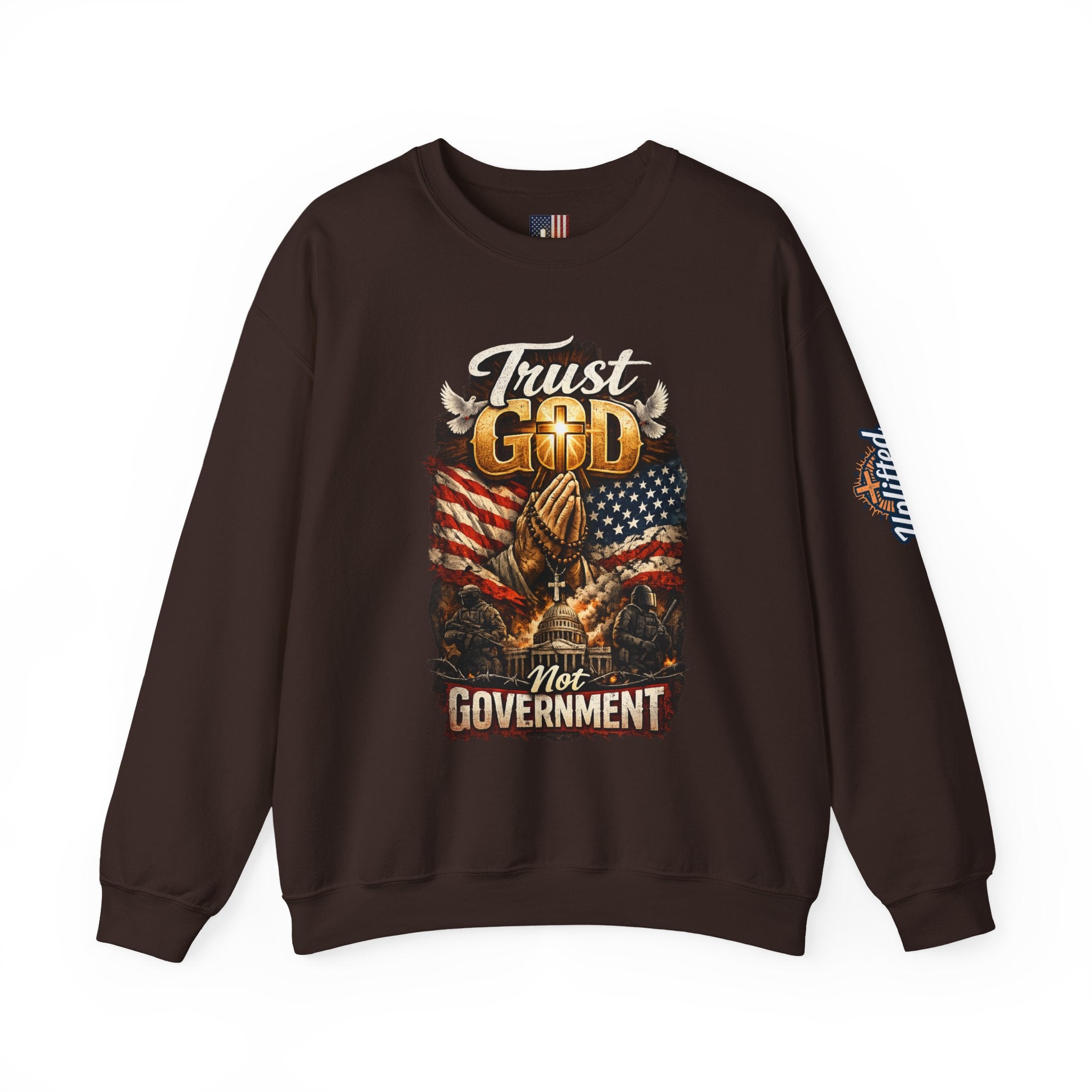 Trust God Not Government Sweatshirt — Vintage Patriotic Christian Sweatshirt Printify