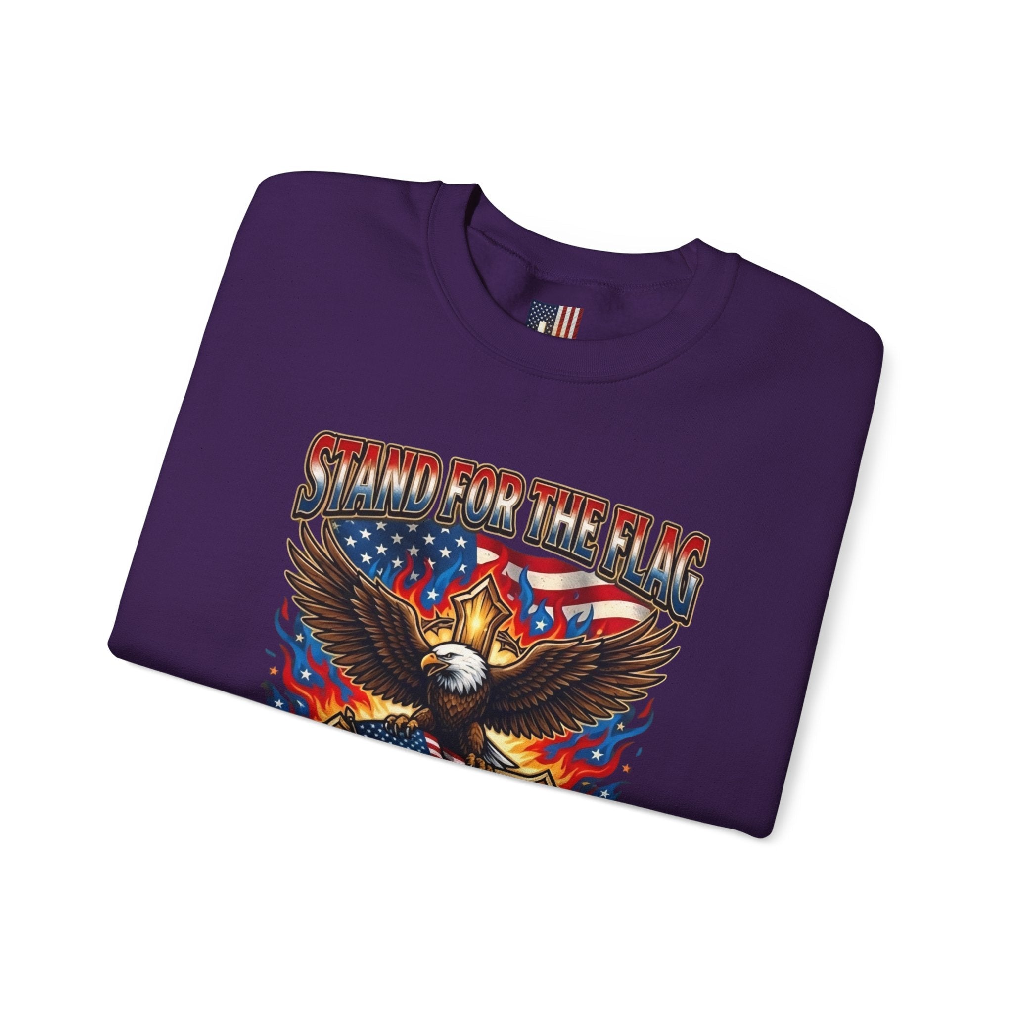Stand for the Flag Kneel for the Cross Sweatshirt | Patriotic Eagle Sweatshirt Printify