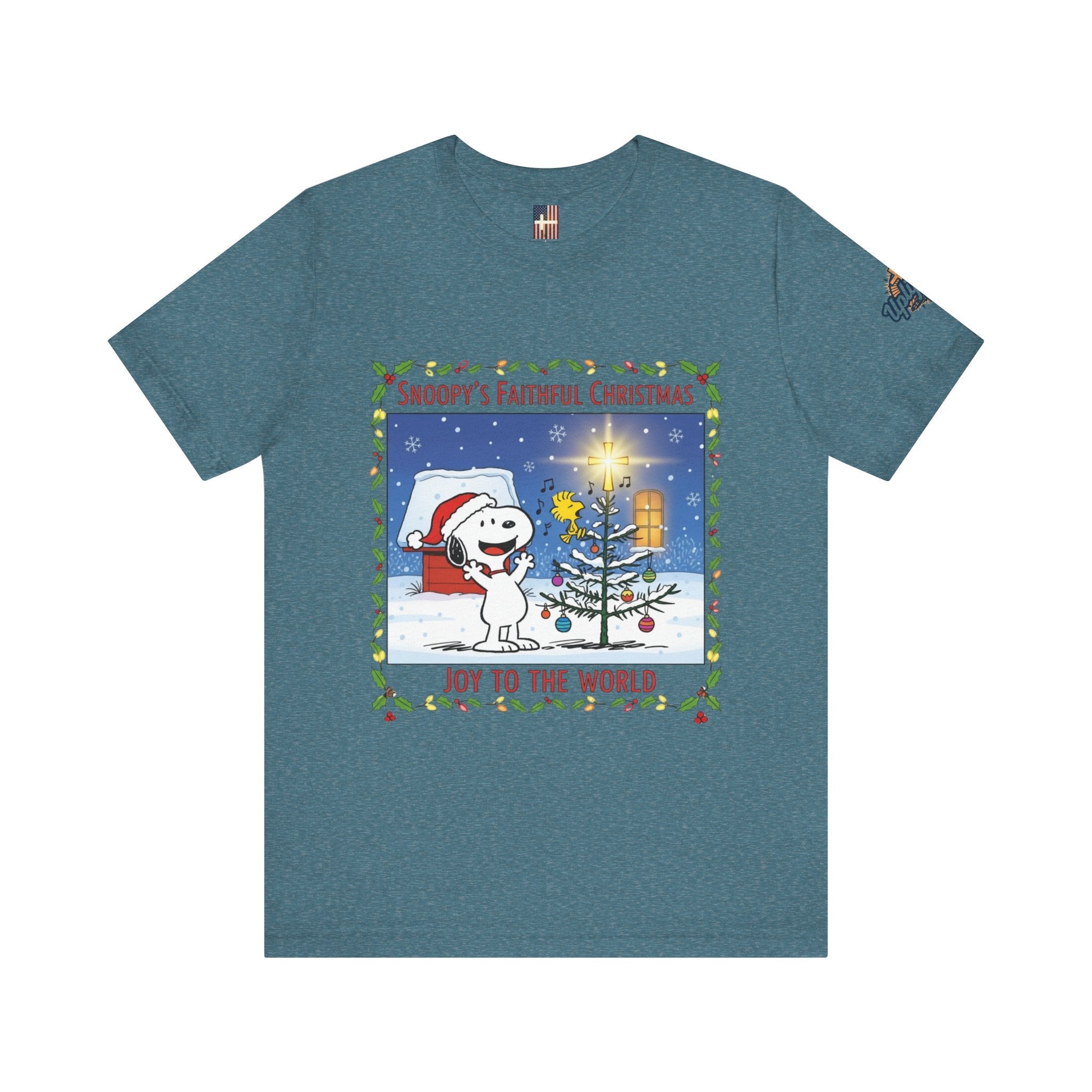 🎄 Faithful Christmas Friends – Christian Holiday T-Shirt | Festive Tree & Cartoon Duo | Heartwarming Christmas Tee by Uplifted Gear Printify