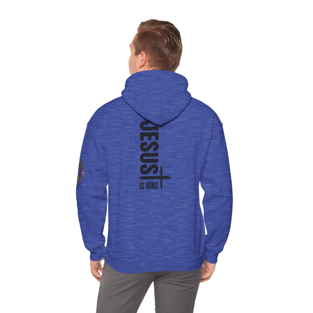 Jesus Is King Hoodie | Modern Typographic Cross Christian Hoodie Printify