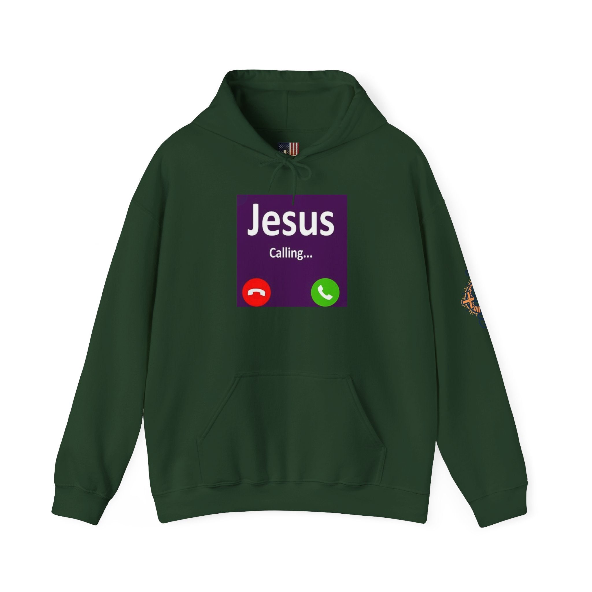 Jesus Calling Hoodie – Funny Cell Phone Screen Christian Sweatshirt for Divine Connection & Faith Humor Printify