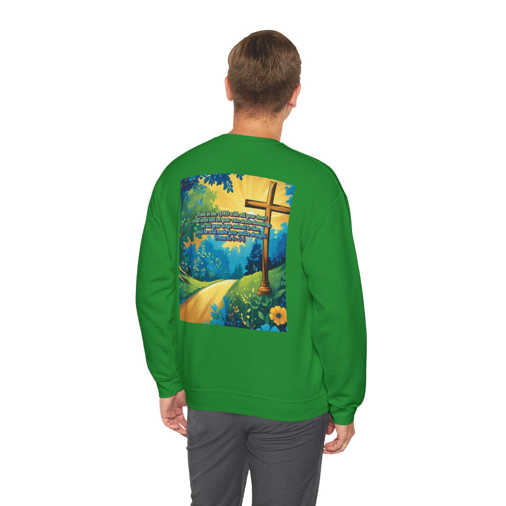 Trust in The Lord Proverbs 3:5-6 Biblical Design Crewneck Sweatshirt Printify