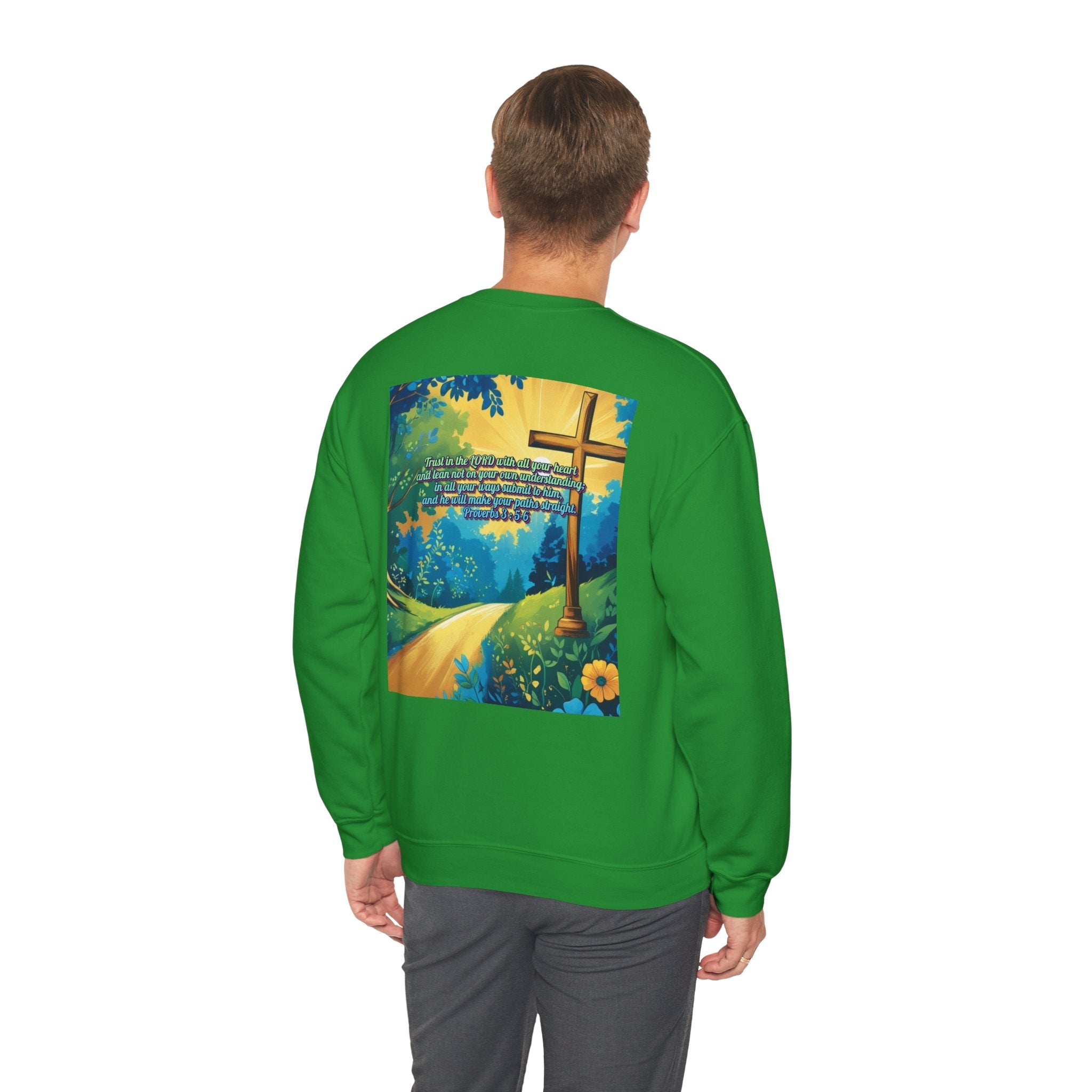Trust in The Lord Proverbs 3:5-6 Biblical Design Crewneck Sweatshirt Printify