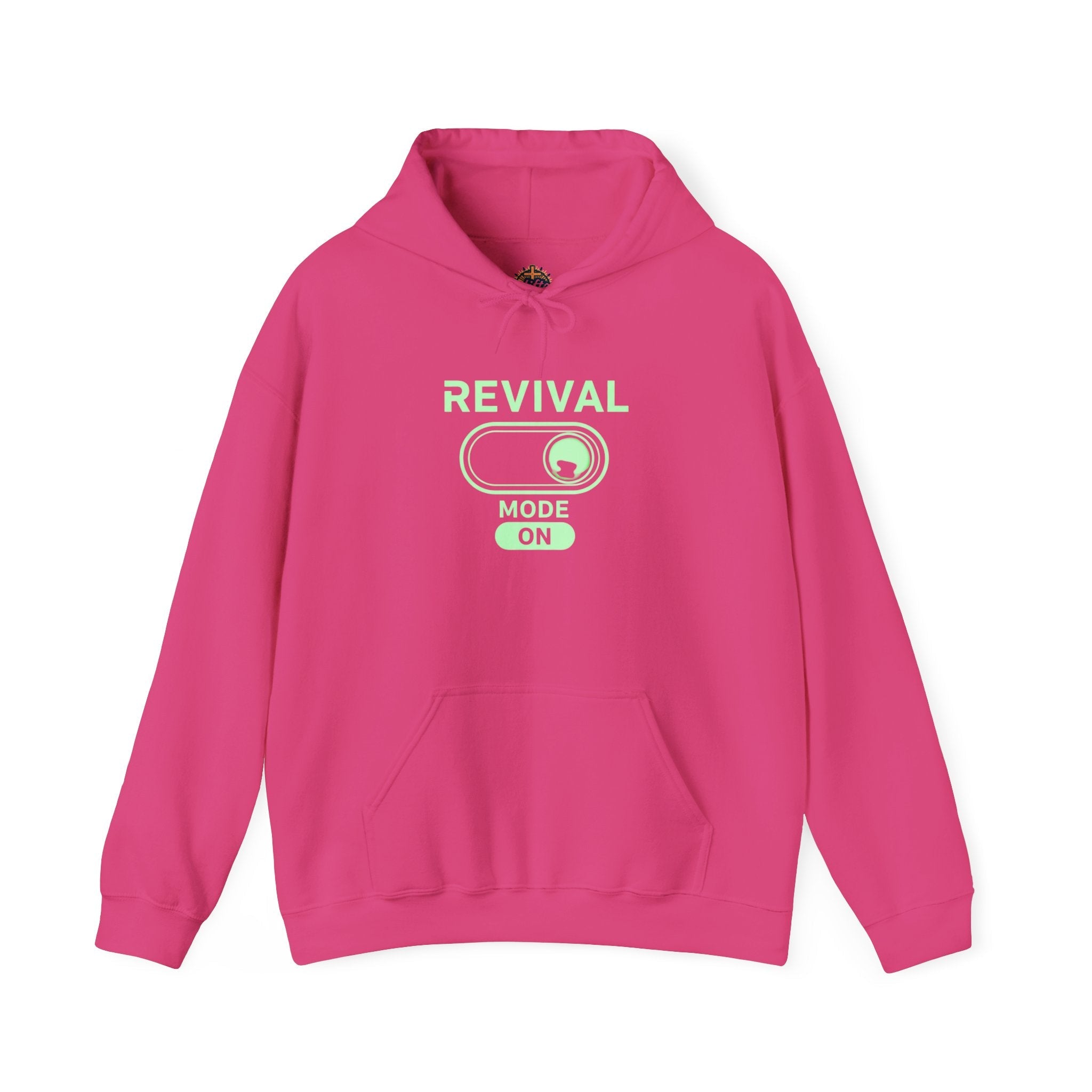 🔥 Revival Mode: ON – Christian Techwear Hoodie | Glowing Green Faith Switch | Futuristic Jesus Shirt | Activate Your Spiritual Awakening | Uplifted Gear Printify