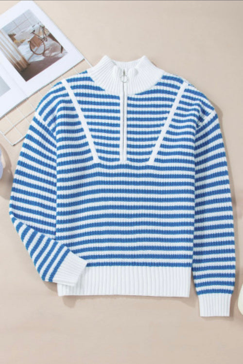 Blue Mock Neck Sweater Pretty Little Patriot