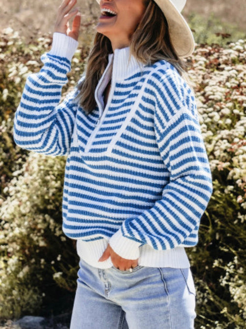 Blue Mock Neck Sweater Pretty Little Patriot