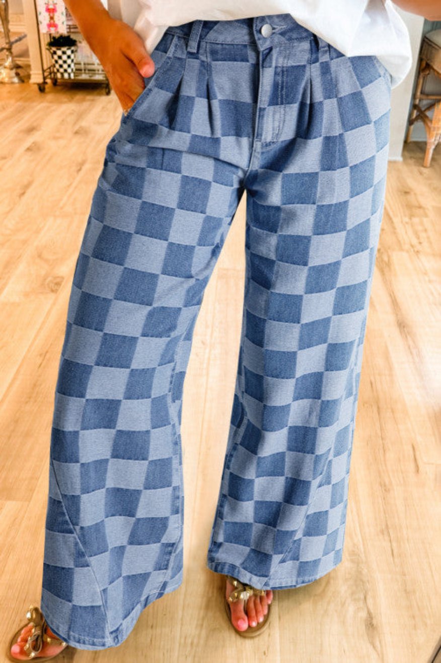 Checkered Denim jeans Pretty Little Patriot