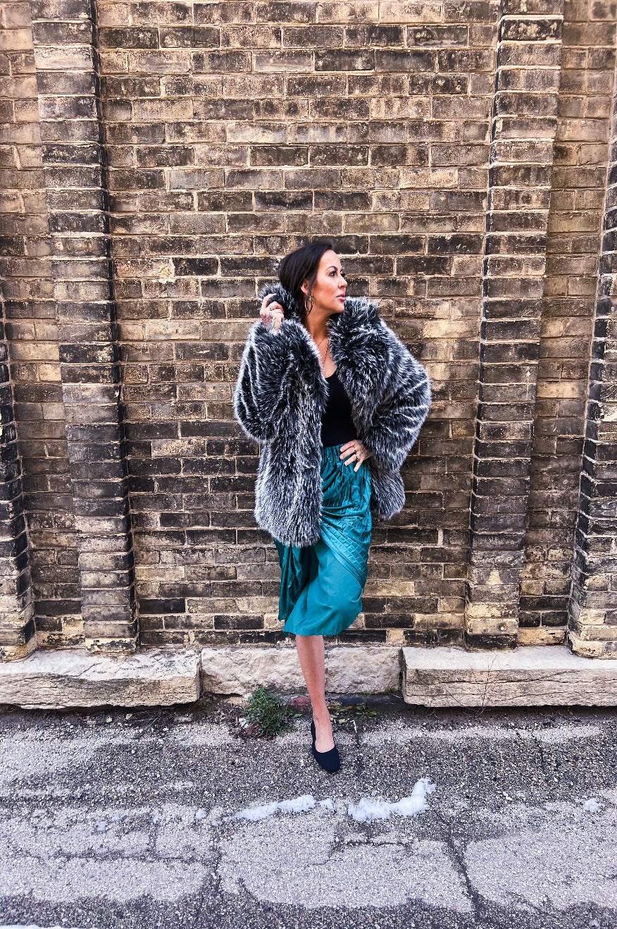 Black Mob Wife Faux Fur Coat Pretty Little Patriot