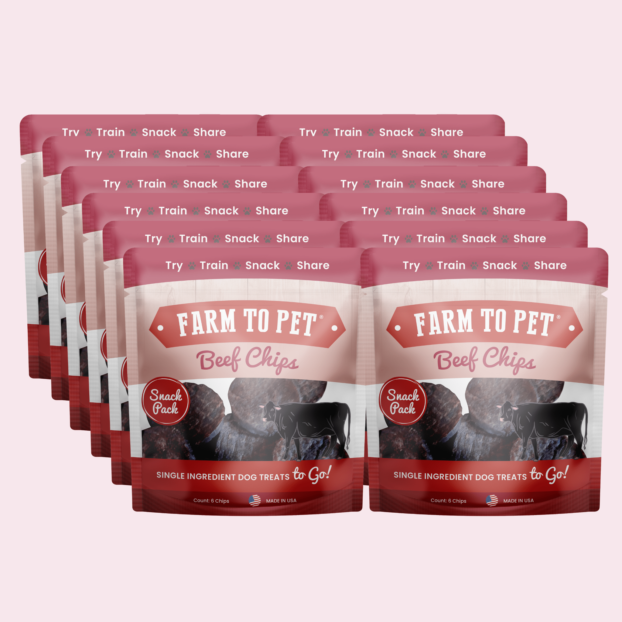 Beef Chips Snack Pack Bundles | Dog Treats for Training & Travel Farm To Pet