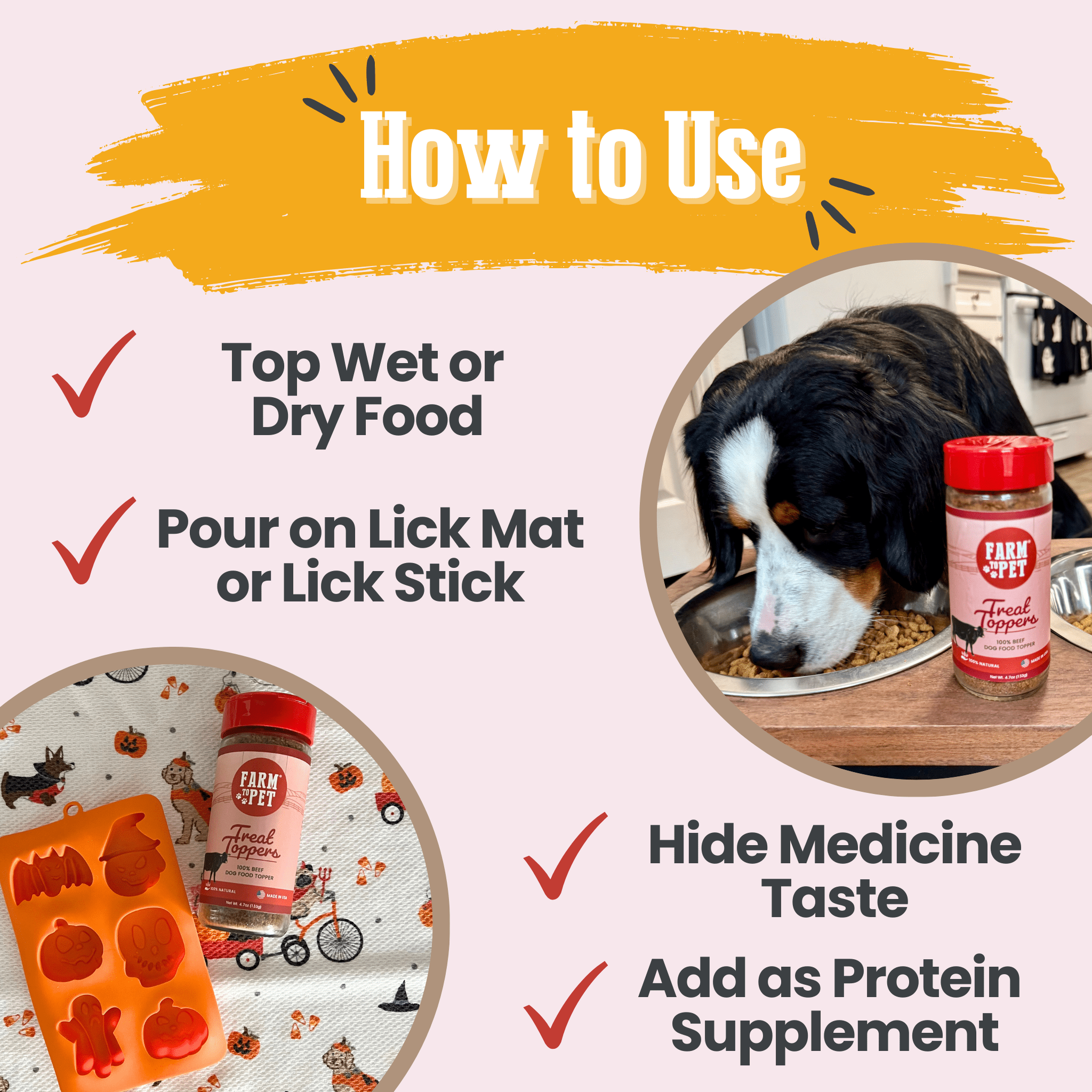 Treat Topper Beef Dog Food Topper | Powdered Meal Topper for Pets Farm To Pet