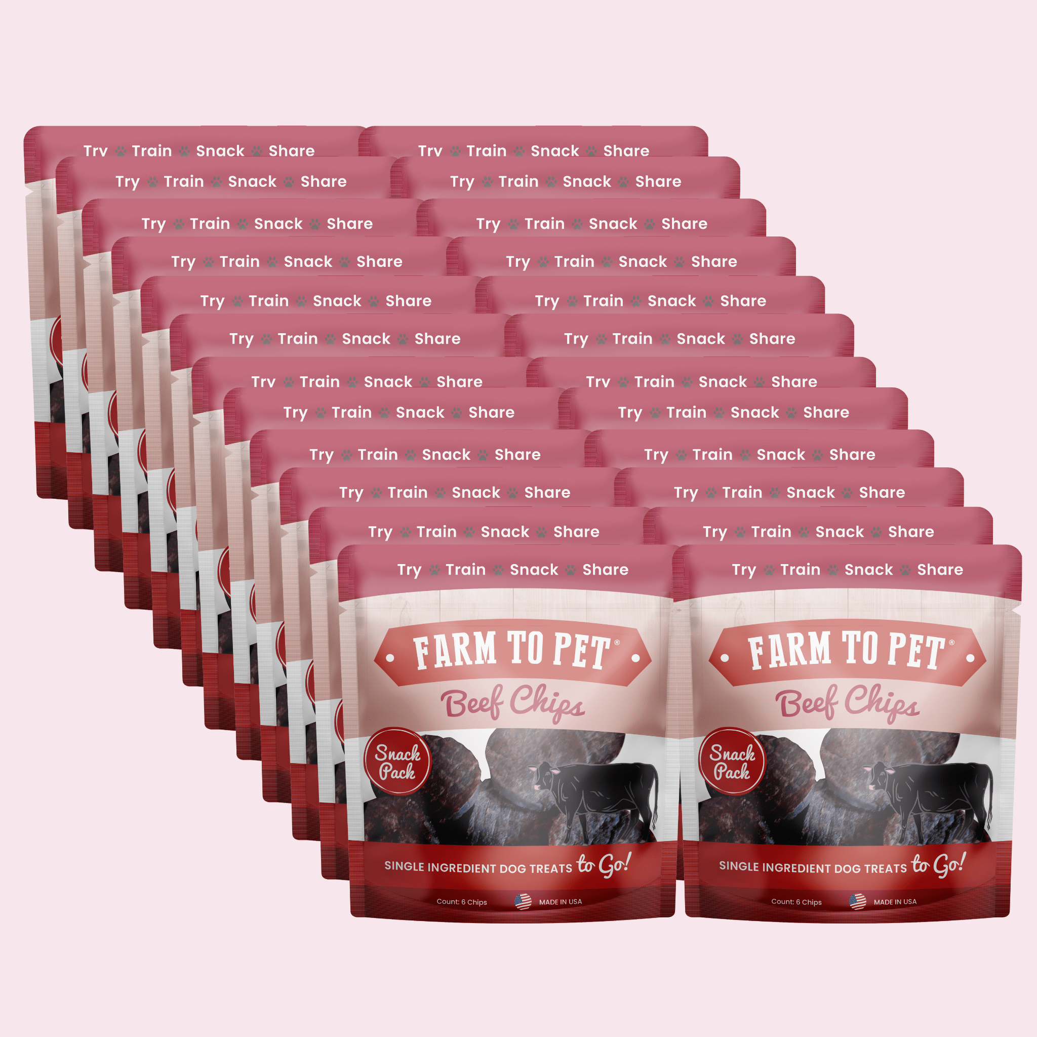 Beef Chips Snack Pack Bundles | Dog Treats for Training & Travel Farm To Pet