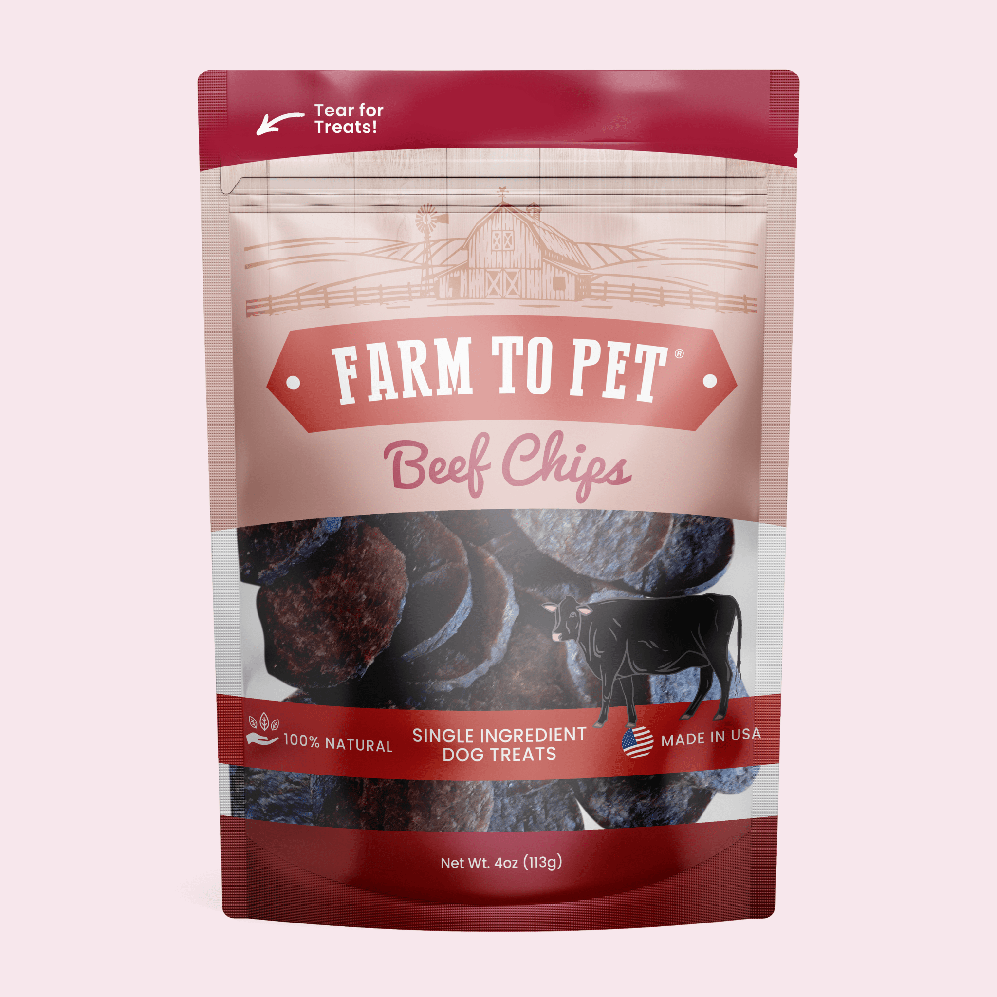 Beef Chips Dog Treats | Single-Ingredient Healthy Treats for Dogs Farm To Pet