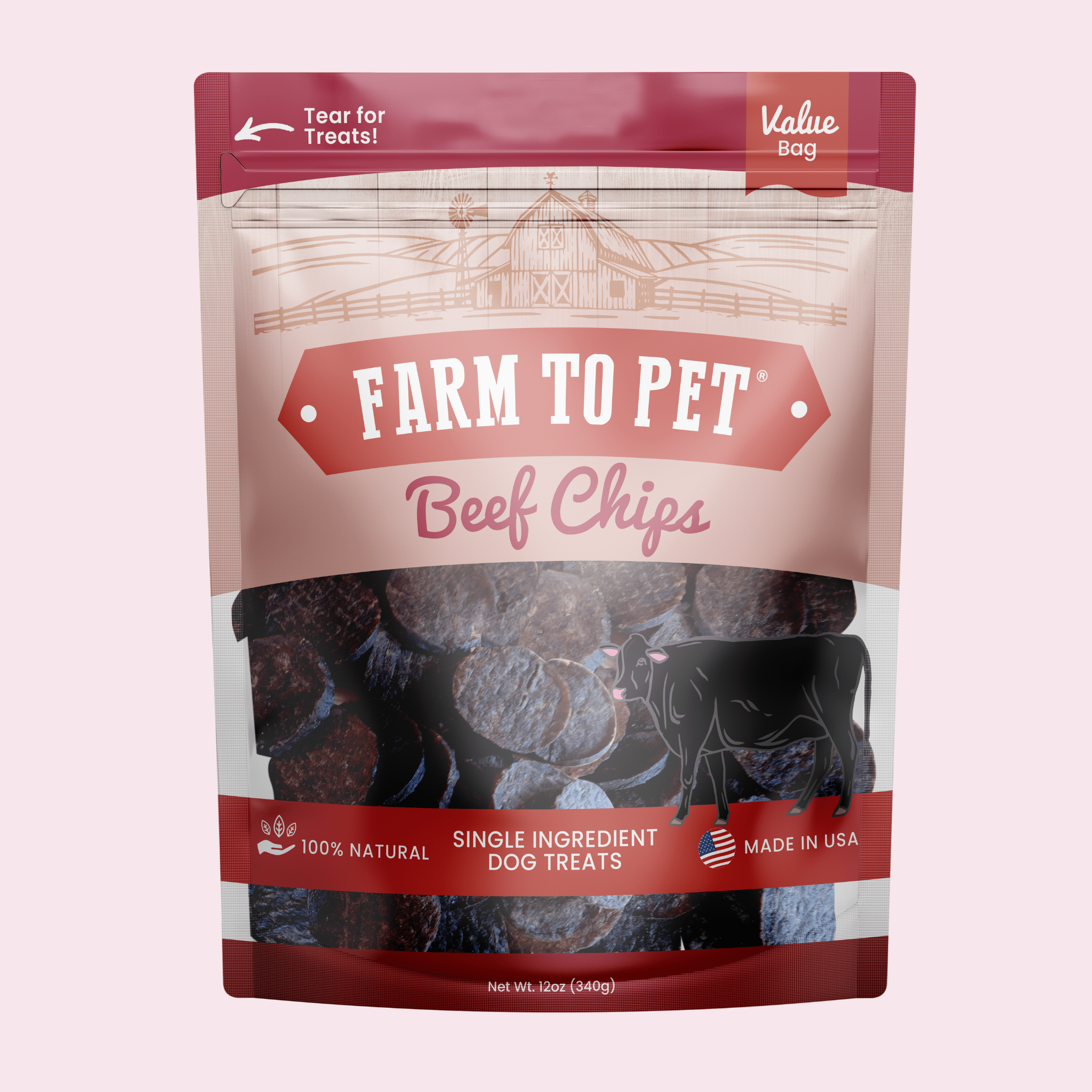 Beef Chips Dog Treats | Single-Ingredient Healthy Treats for Dogs Farm To Pet