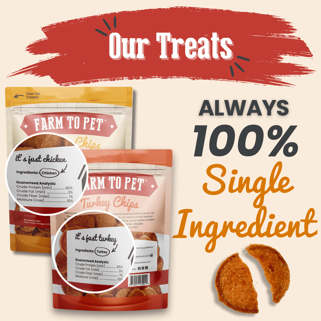 Turkey & Chicken Chip Dog Treat Duo | Single-Ingredient Poultry Treats for Dogs Farm To Pet