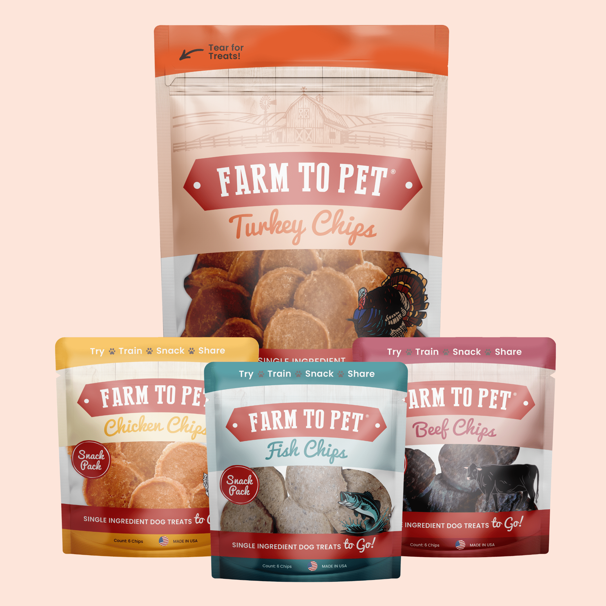 Puppy Packs 'n Snacks Dog Treat Starter Pack | Single-Ingredient Training Treats Farm To Pet